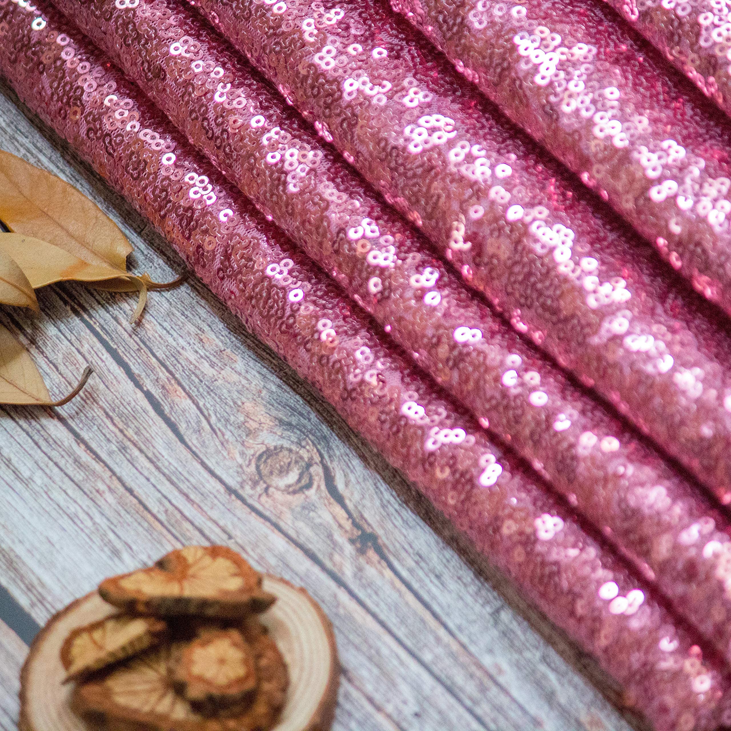 Rose Pink Sequin Tablecloth 90x132 Inches - Glitter Party Table Cover for Weddings, Birthdays, Baby Showers & Christmas Decorations | Rectangular Sequin Table Overlay for Reception & Special Events