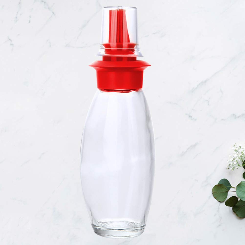 Hemoton Glass Containers - 1pc Glass Terrarium with Silicone Oil Bottle Brush & Pastry Brush for BBQ, Baking and Kitchen Use