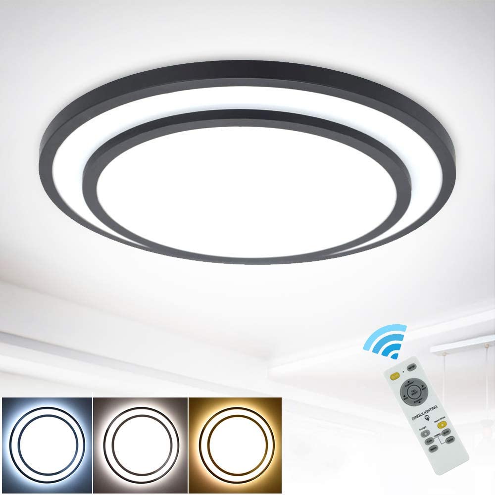 Depuley 48W Dimmable LED Ceiling Light Fixture - 20 Inch Round Flush Mount with Remote Control, 3 Color Changing Lights for Dining Room, Living Room, Bedroom, Office & Hotel - Perfect for Modern Home and Commercial Spaces