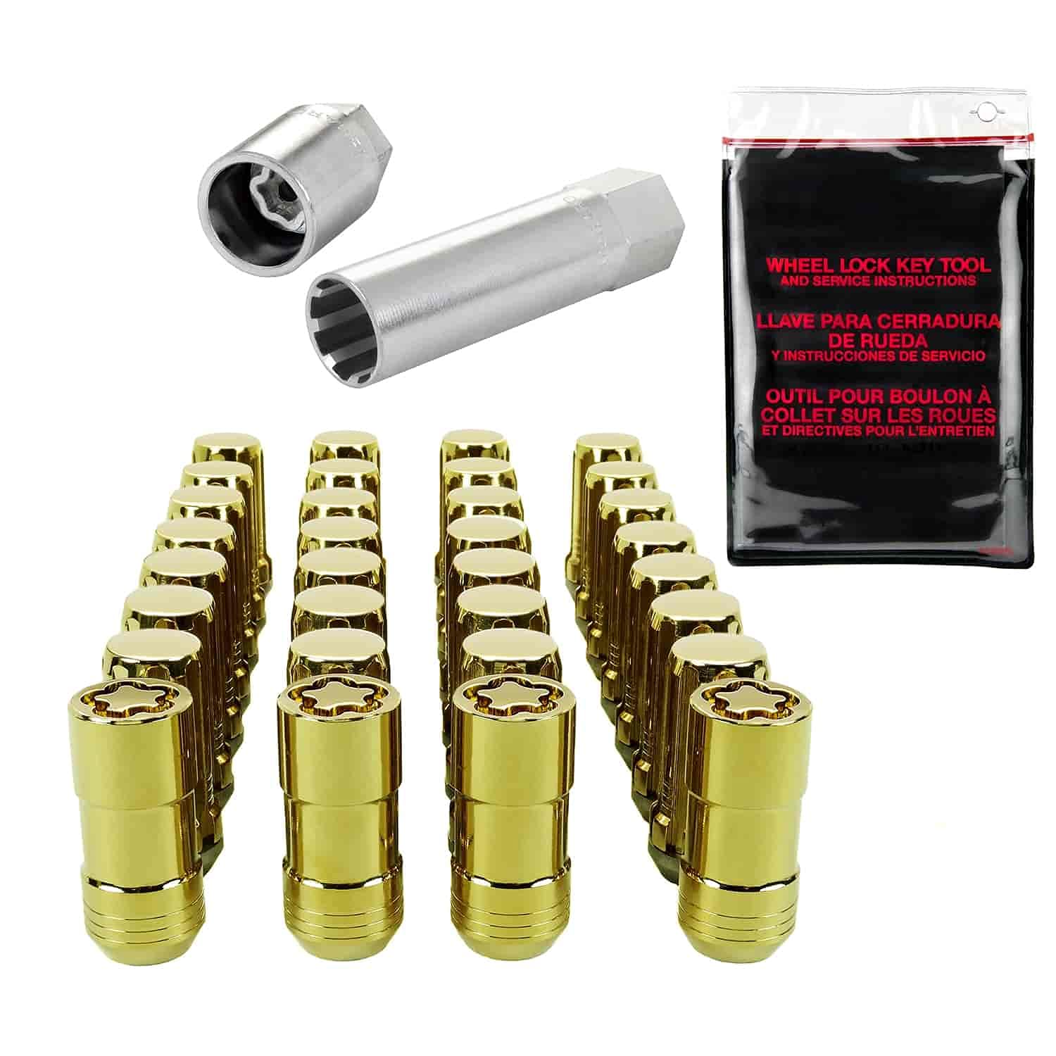 McGard 65810GD Chrome/Gold SplineDrive Wheel Installation Kit - M14 x 1.5 Thread Size for 8 Lug Wheels | Secure Wheel Locks for Trucks & SUVs | Anti-Theft Protection for Off-Road & City Driving