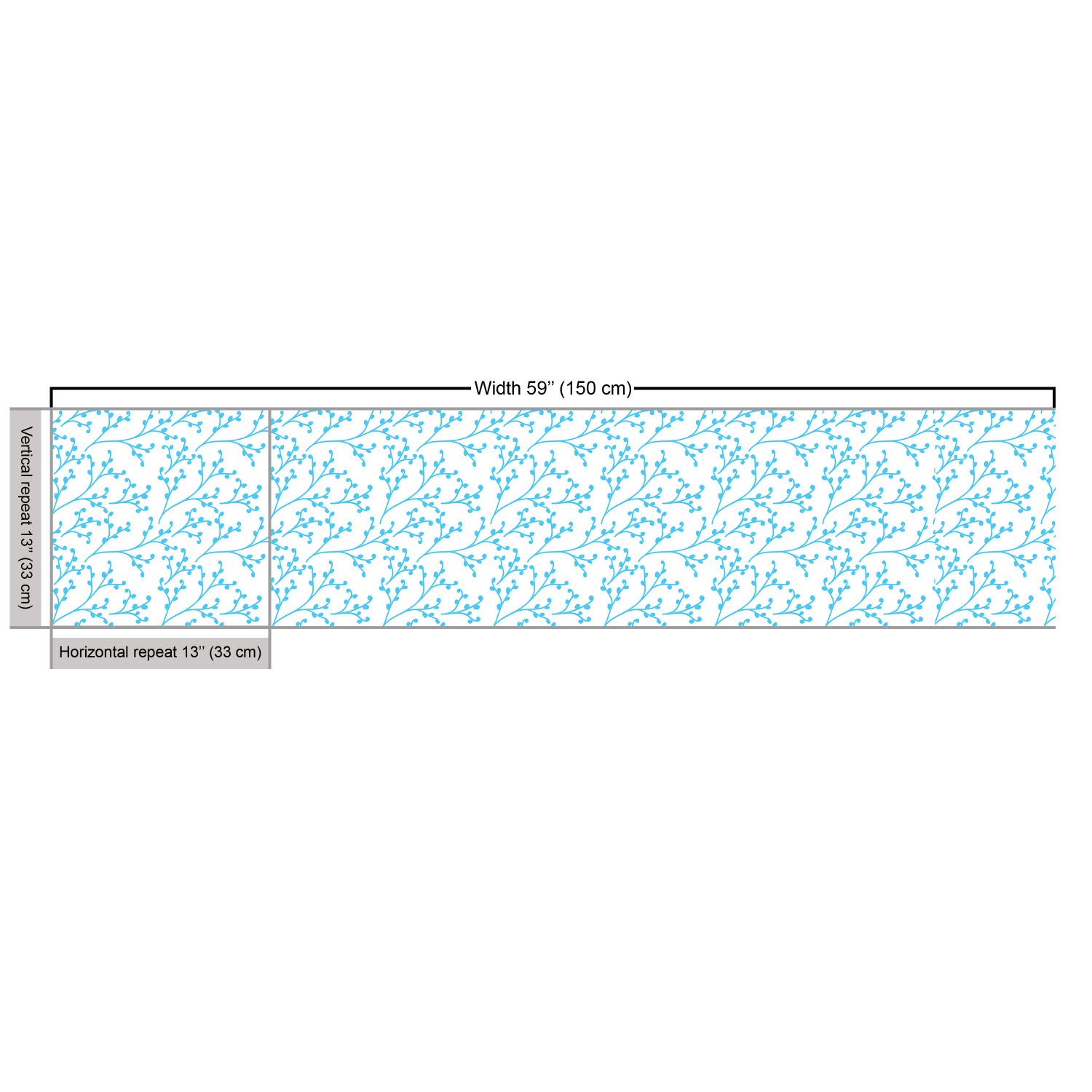 Ambesonne Aqua and White Fabric by The Yard - Hand Drawn Branches with Berry Silhouettes Monochrome Spring Design | Decorative Upholstery Fabric for Sofa, Curtains, Pillows & Home Decor | Perfect for Living Room, Bedroom & DIY Craft Projects