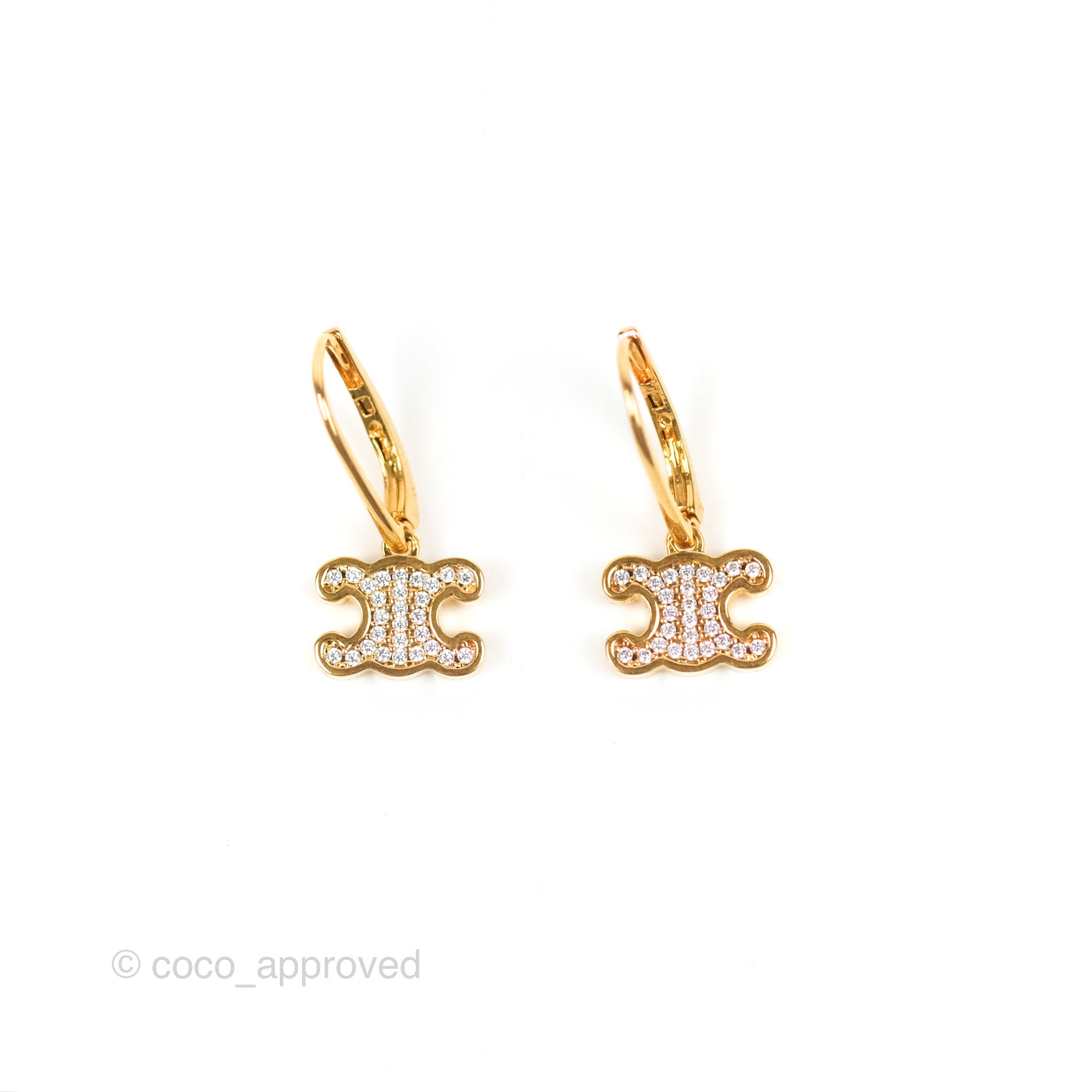 Celine Triomphe Earrings for Women - Luxury Gold-Plated Hoop Earrings with Signature Logo - Perfect for Parties, Weddings & Everyday Elegance