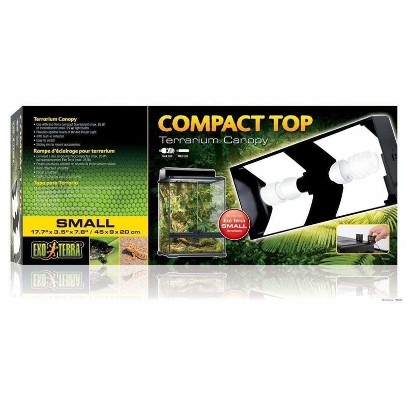 Exo Terra Compact Top Canopy - Lightweight Reptile Terrarium Cover for Snakes, Lizards & Geckos | Ideal for Small Habitats & Travel Enclosures | Perfect for Home, Office, or Classroom Reptile Setups