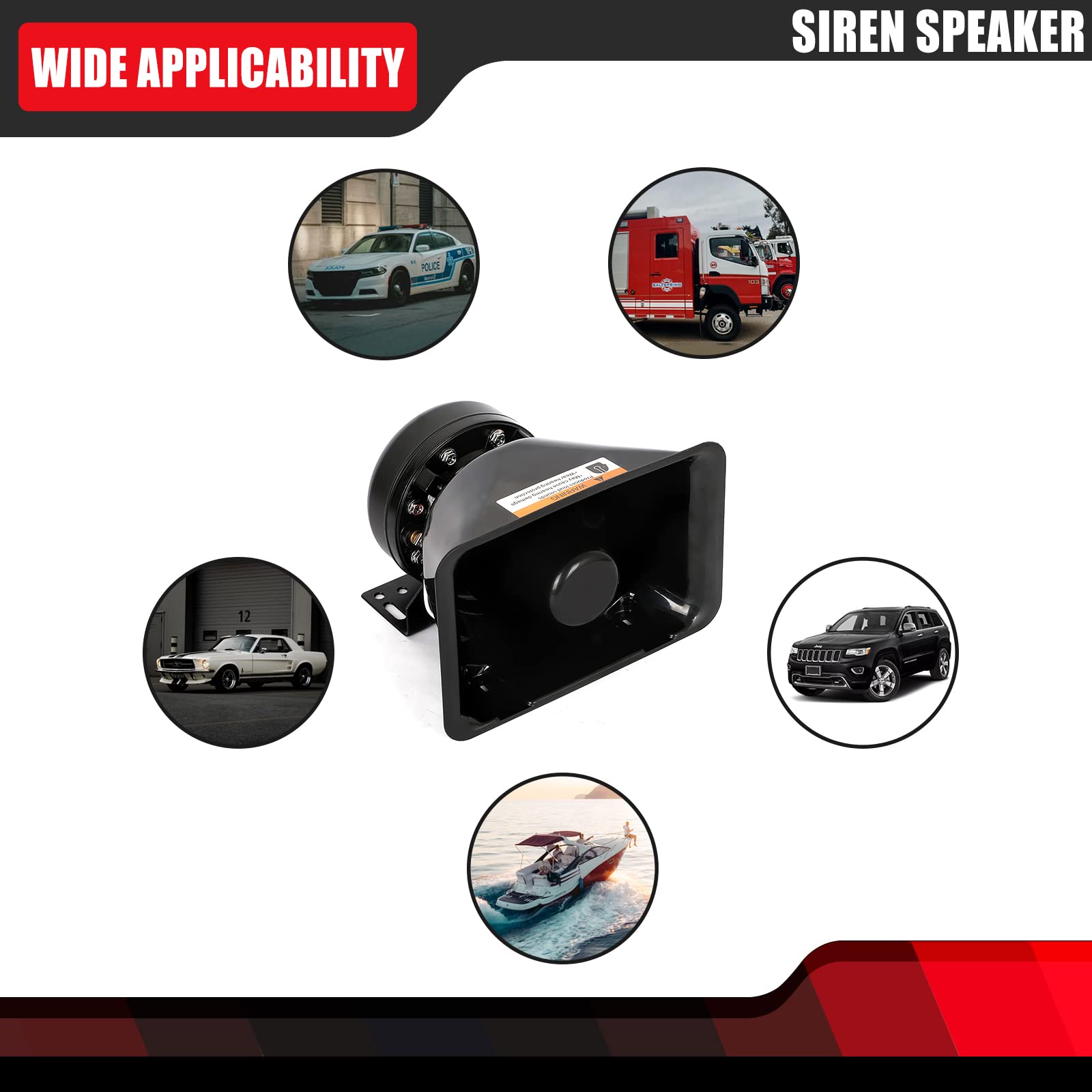 High Performance 100W-200W Siren Speaker (2 Pack) - Compatible with Emergency Vehicles, Security Systems & Outdoor Alarms