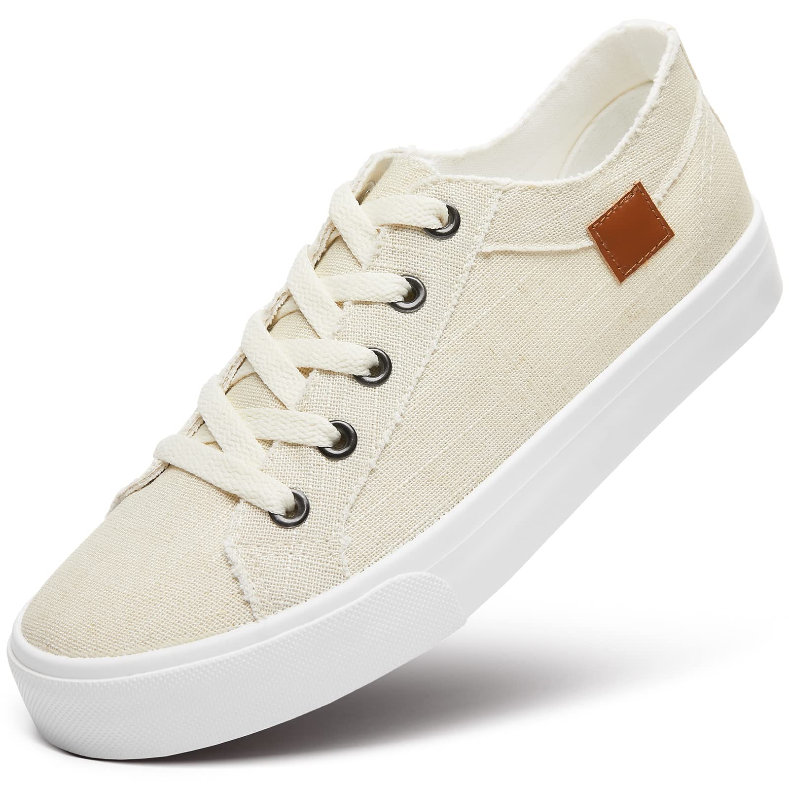Women's Classic Low Top Canvas Sneakers - Comfortable Lace-Up Casual Shoes for Walking & Everyday Wear | Fashionable & Lightweight for Work, Travel & Outfits