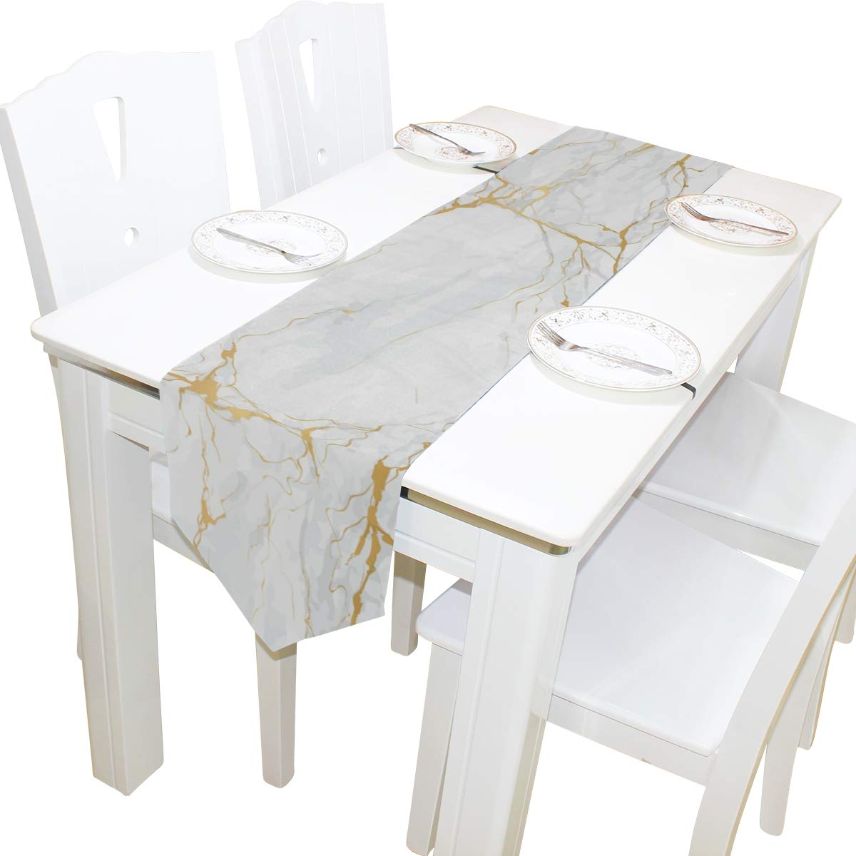 Luxury Marble Gold Table Runner 13x70 Inch - Elegant Polyester Tablecloth for Wedding, Birthday, Engagement Party & Home Decor - Perfect for Dining Tables, Coffee Tables & Banquet Decorations