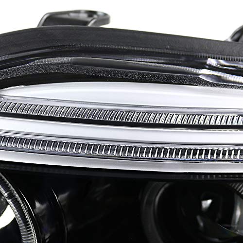 Black Bezel LED Halo Projector Headlights for 2005-2010 Scion tC - High Performance Car Lighting for Night Driving & Custom Style Upgrade
