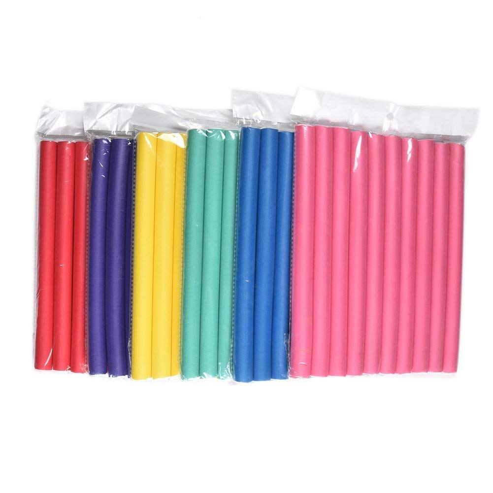 SIYAA 10-Piece Flexible Curling Rods Set - No Heat Hair Rollers for Short, Medium & Long Hair - Soft Foam Twist Flexi Rods for Natural Curls (Multicolor) - Perfect for Home Styling, Salon Use & Travel