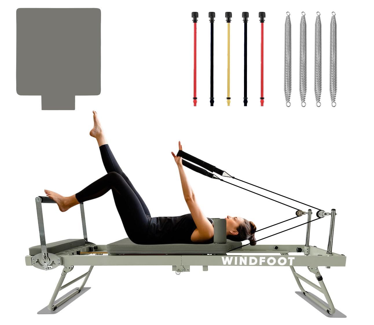 Foldable Pilates Reformer Machine for Home & Gym - Portable Exercise Equipment with Jump Board, 5 Resistance Cords & 300 lbs Weight Capacity - Perfect for Strength Training, Flexibility Workouts & Rehabilitation Therapy