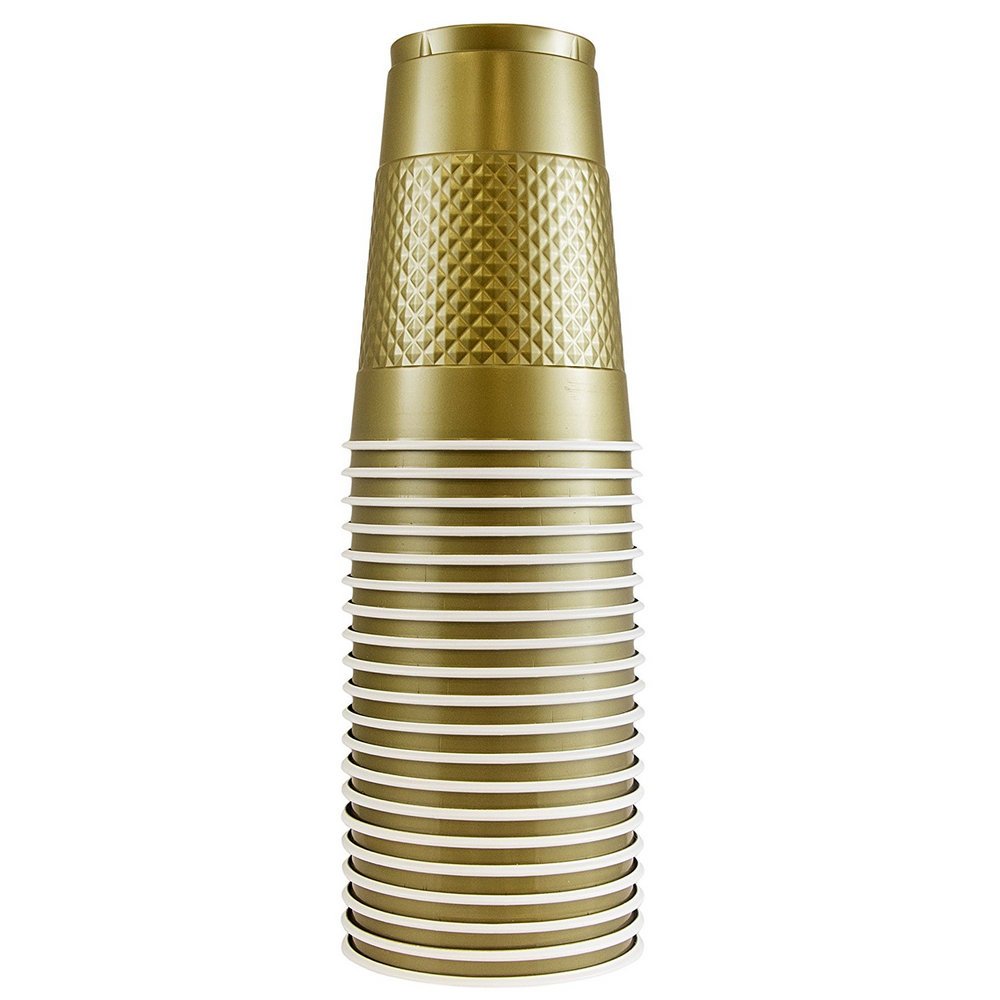 Gold Plastic Party Cups 16 oz - 20 Pack - Disposable Drinking Glasses for Birthday, Wedding & Holiday Celebrations