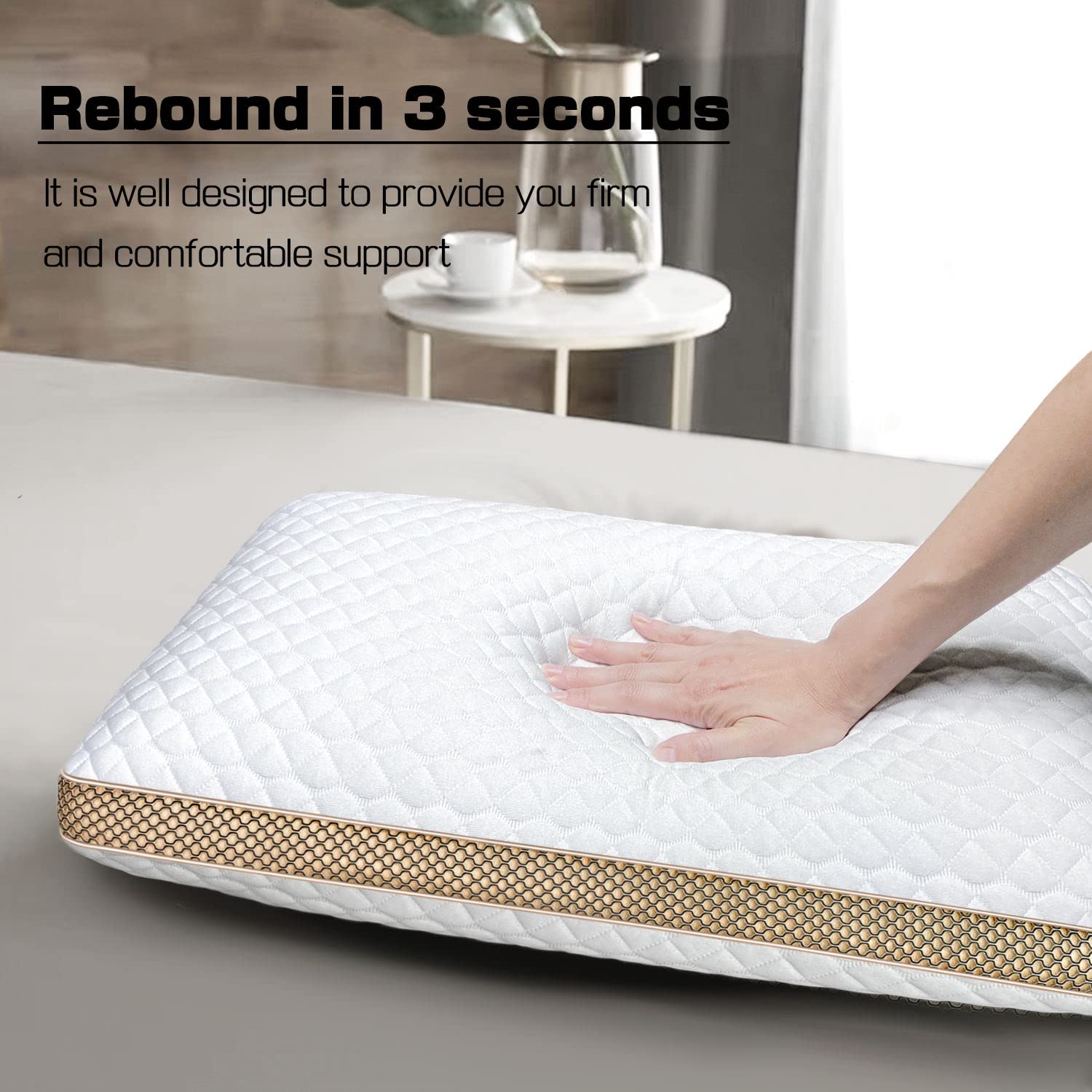 Memory Foam Pillows Set of 2 - Standard Size Medium Firm Orthopedic Bed Pillows for Side, Back & Stomach Sleepers | Cooling Gel Infused & Ventilated Design | Washable Cover | Perfect for Neck Pain Relief & Better Sleep
