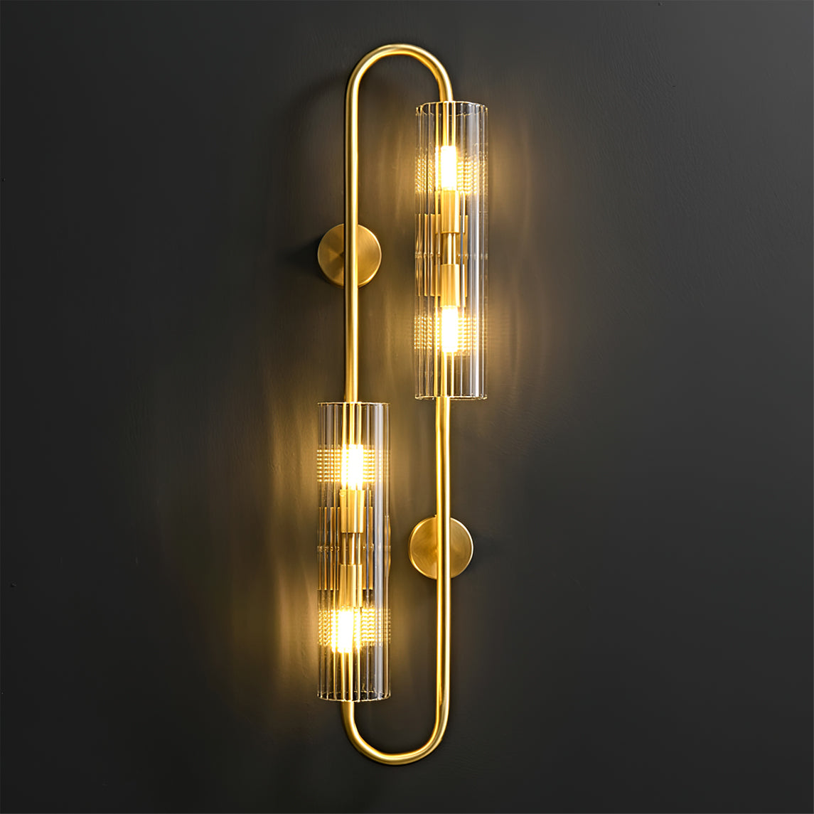 Vintage Double Brass Wall Light Fixture - Antique Style Sconce for Living Room, Bedroom & Hallway Lighting