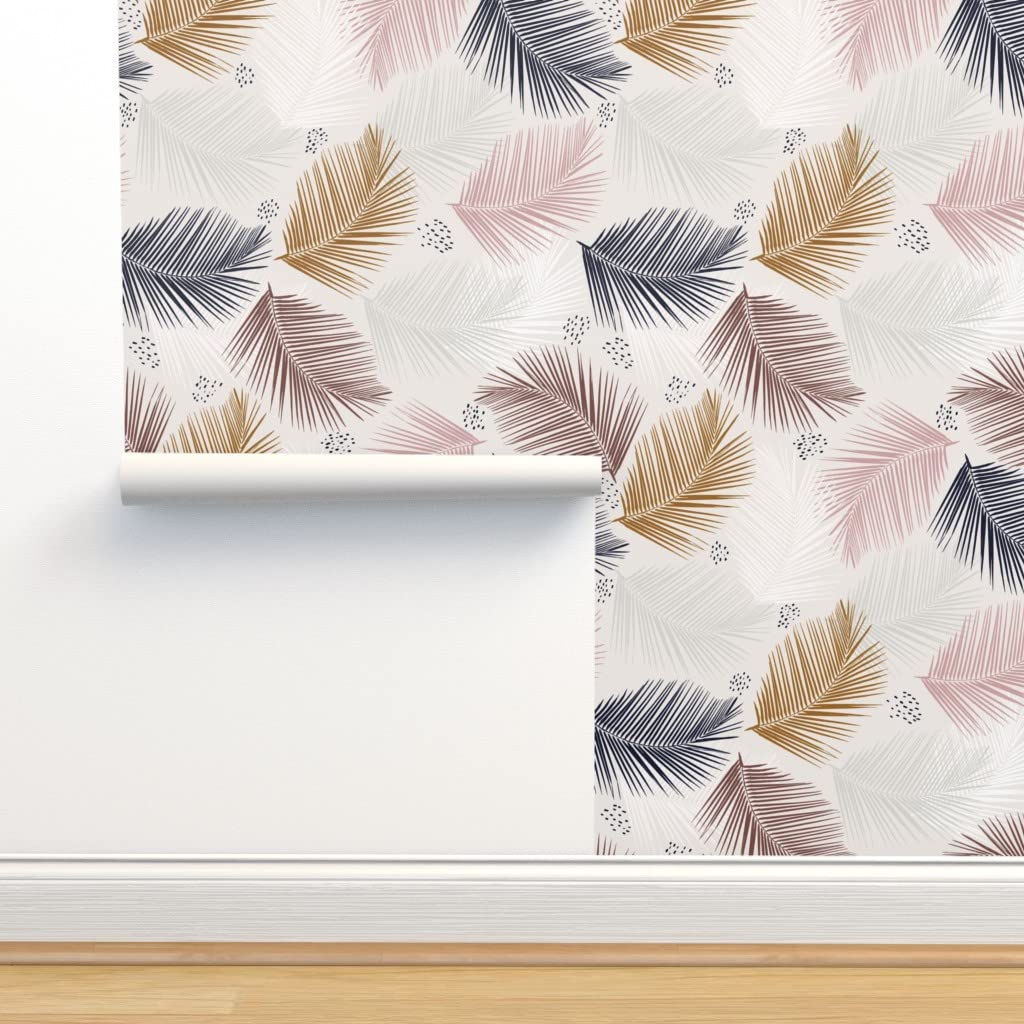Premium Commercial Grade Palm Leaf Boho Tropical Wallpaper Swatch - Traditional Bohemian Nursery & Home Decor by Spoonflower | Perfect for Nursery, Bedroom, Living Room & Boho Style Interior Design