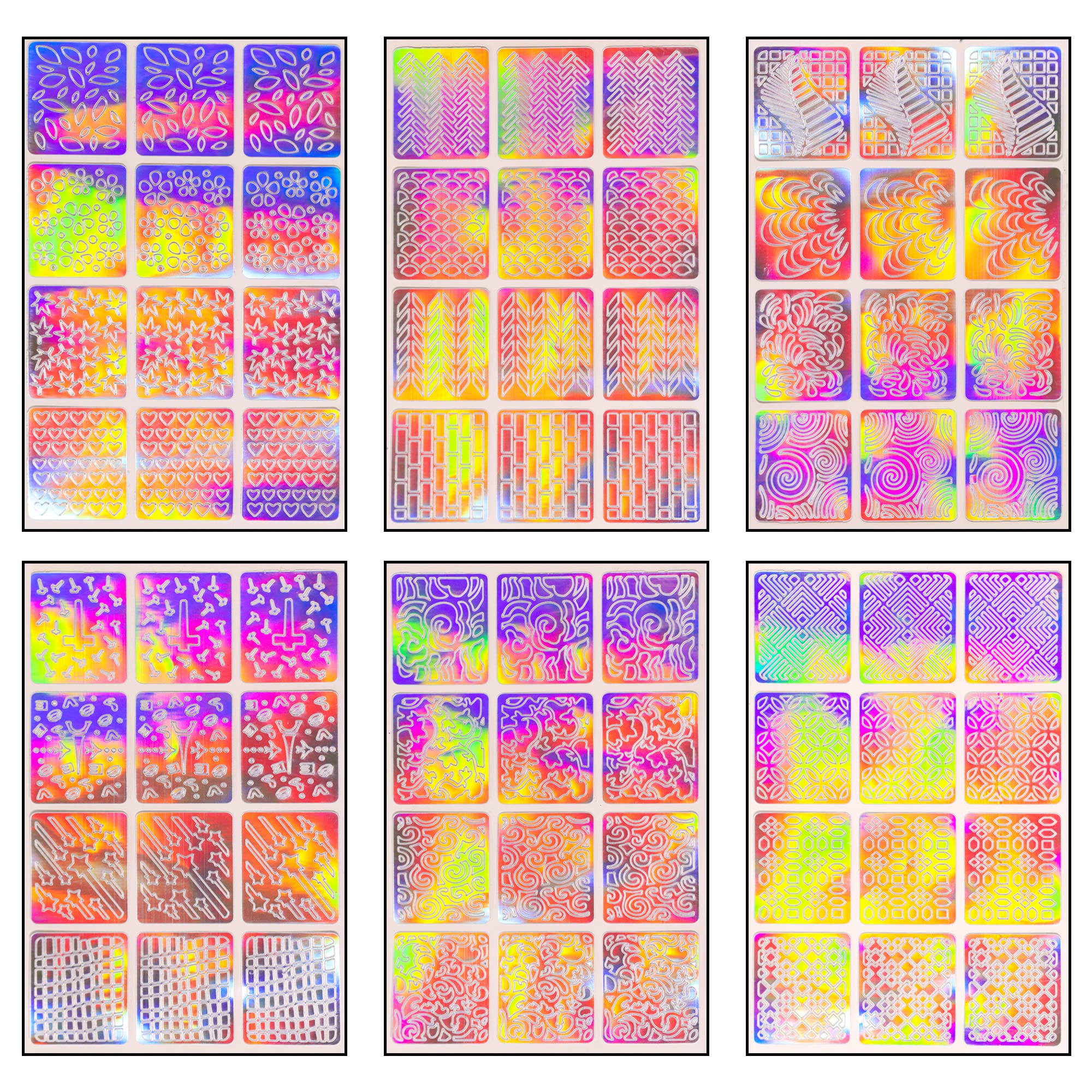 BEROMT Holographic Nail Stickers - 3 Random Designs (BNS1010H) | DIY Nail Art Decals for Home Manicures & Party Nail Decorations