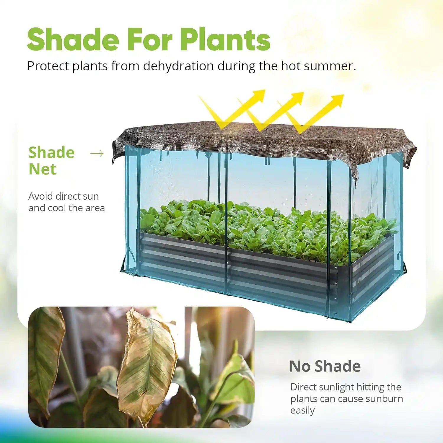 Durable Galvanized Steel Raised Garden Bed with Protective Netting - Perfect for Outdoor Gardening, Vegetables, Flowers, and Herbs