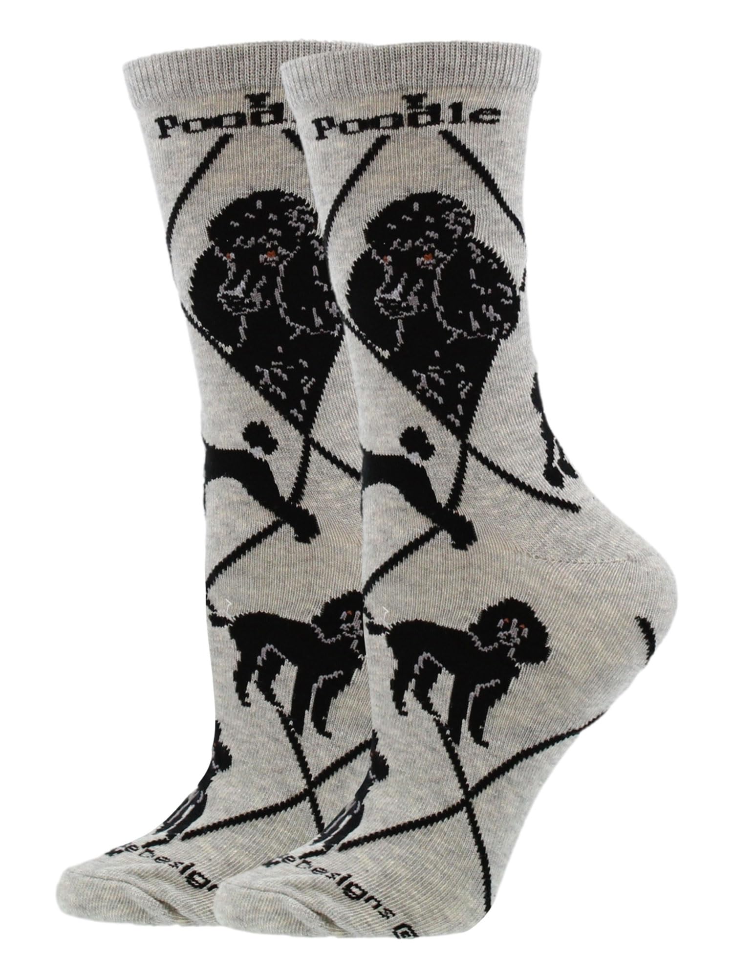 Cute White & Black Poodle Socks for Women - Dog Lover Gifts - Cozy Ankle Socks for Dog Owners, Christmas Presents & Casual Wear