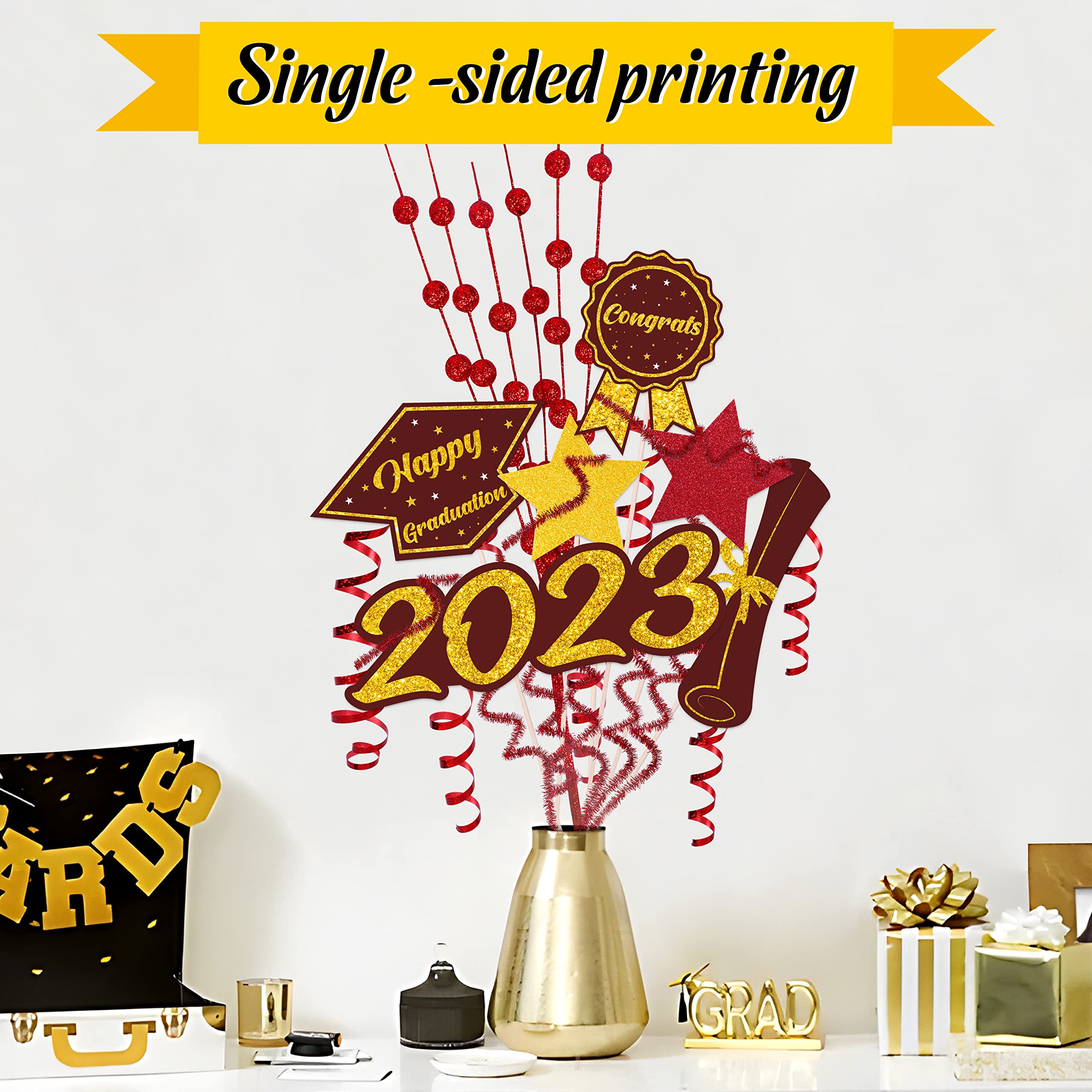 41PCS Graduation Party Decorations 2023 - Table Centerpieces, Grad Sticks Toppers & Vase Decor for Commencement Celebrations (Assembly Required, Vase Not Included) - Perfect for Graduation Ceremonies, Parties & Photo Backdrops