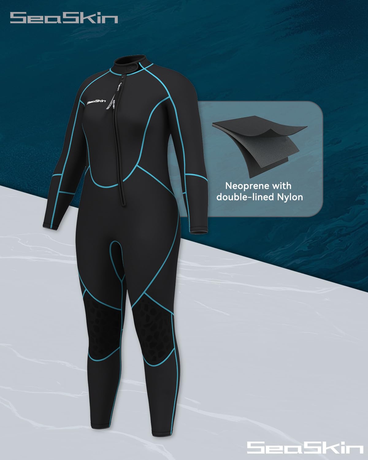 Seaskin 3mm Plus Size Full Wetsuit for Men & Women - Scuba Diving, Surfing, Snorkeling & Water Sports