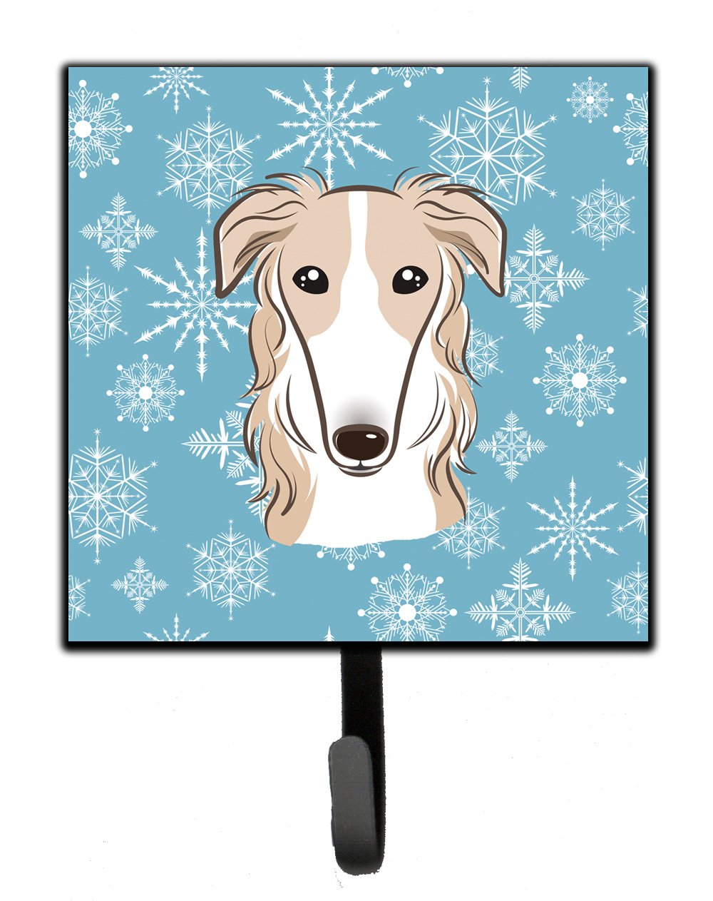 Caroline's Treasures BB1662SH4 Snowflake Borzoi Wall Hook Set - Key Holder, Coat Rack, Leash Hanger for Keys, Towels, Aprons & Pet Accessories - Perfect for Entryway, Mudroom & Kitchen Organization