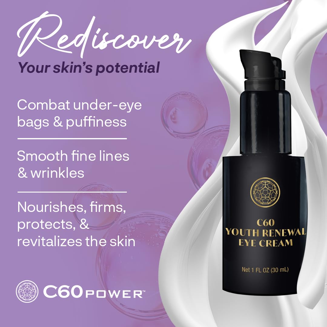 C60 Power Skincare - Anti-Aging Antioxidant Cream with Organic Avocado Oil | Reduces Wrinkles & Heals Skin | Non-Greasy Formula for Face, Body & Scars | 99.99% Pure C60 | Perfect for Daily Skincare Routine, Post-Bug Bite Relief & Scar Treatment (Regular & Eye Cream Options)