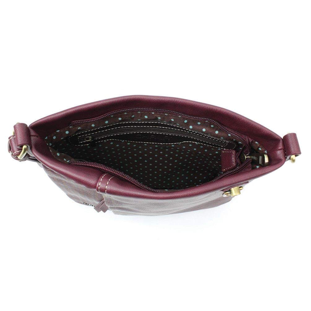 CHALA Women's Laser Cut Crossbody Bag - Faux Leather Purse in Elegant Plum Color for Casual Outings, Shopping & Travel