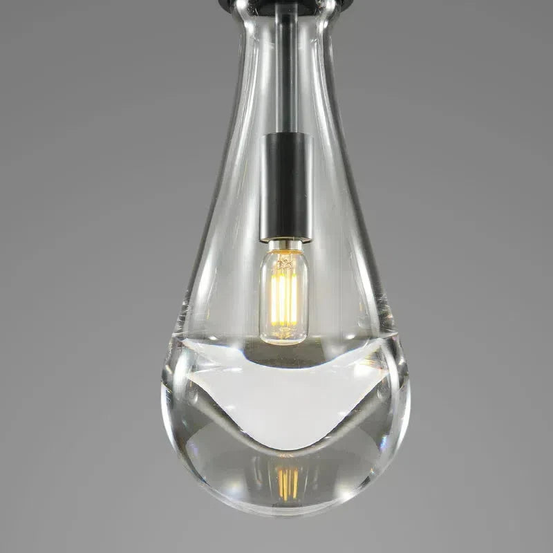 2-Light Raindrop Round Chandelier - 5 Inch Modern Crystal Ceiling Fixture for Dining Room, Bedroom & Entryway Lighting