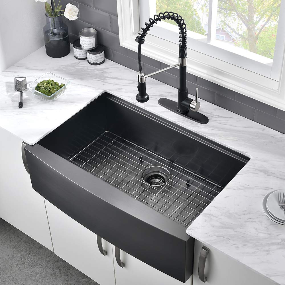 30 Inch Black Farmhouse Sink Workstation - VASOYO 30x22 Black Stainless Steel Apron Front Kitchen Sink with Cutting Board, 16 Gauge 10 Inch Deep Single Bowl for Modern Farmhouse, Rustic & Industrial Kitchens - Perfect for Meal Prep, Washing Large Pots & Entertaining