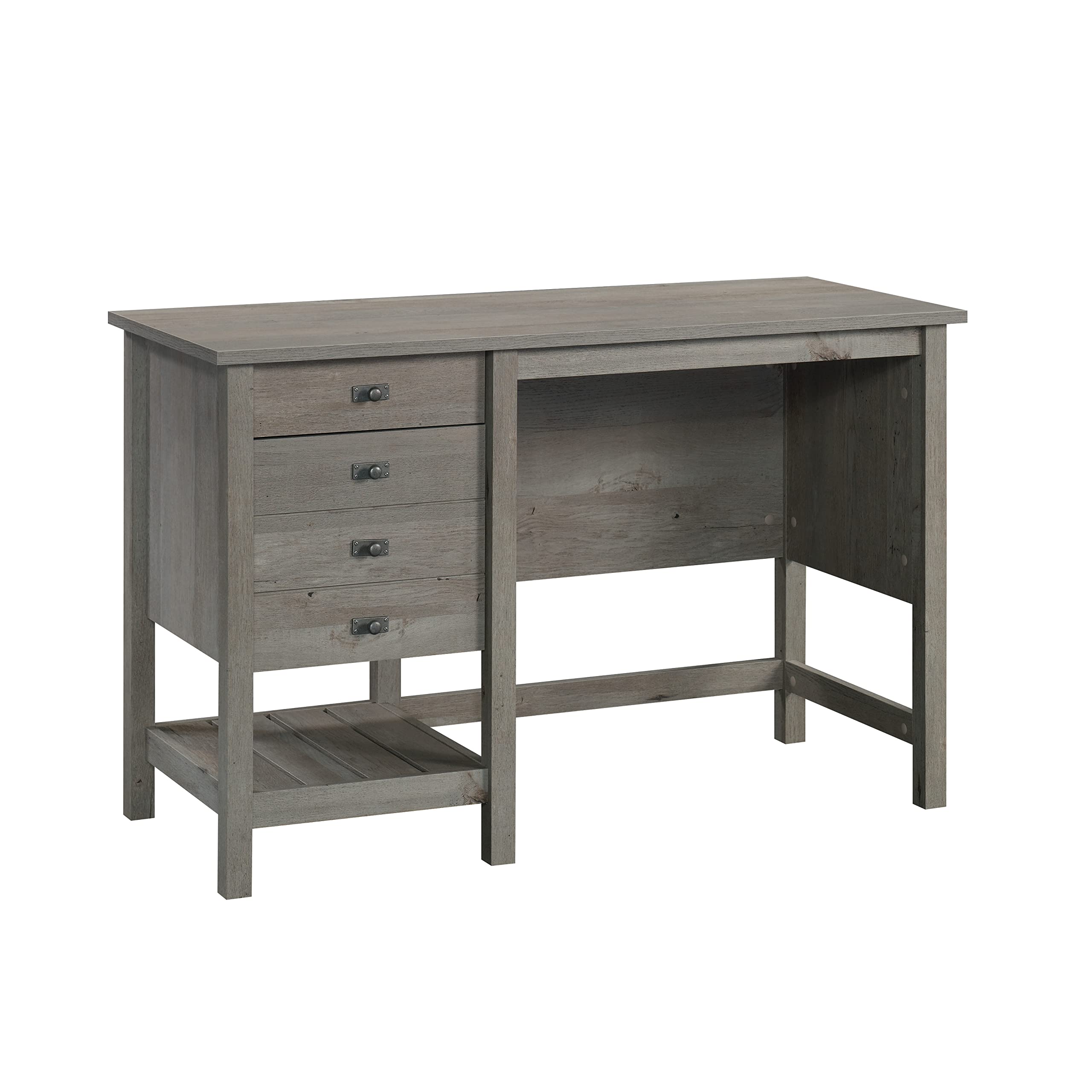 Sauder Cottage Road Pedestal Desk with Storage - Mystic Oak Finish Home Office Desk for Small Spaces | Compact Writing Desk with File Drawer for Study, Bedroom or Dorm Room