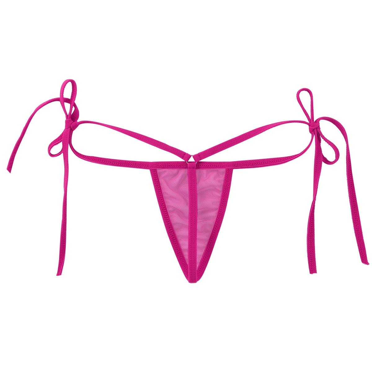 Sexy Sheer Mesh Low Rise Lingerie Tie-Side G-String Thong Panties for Women - T-Back Underwear for Sensual Wear & Special Occasions
