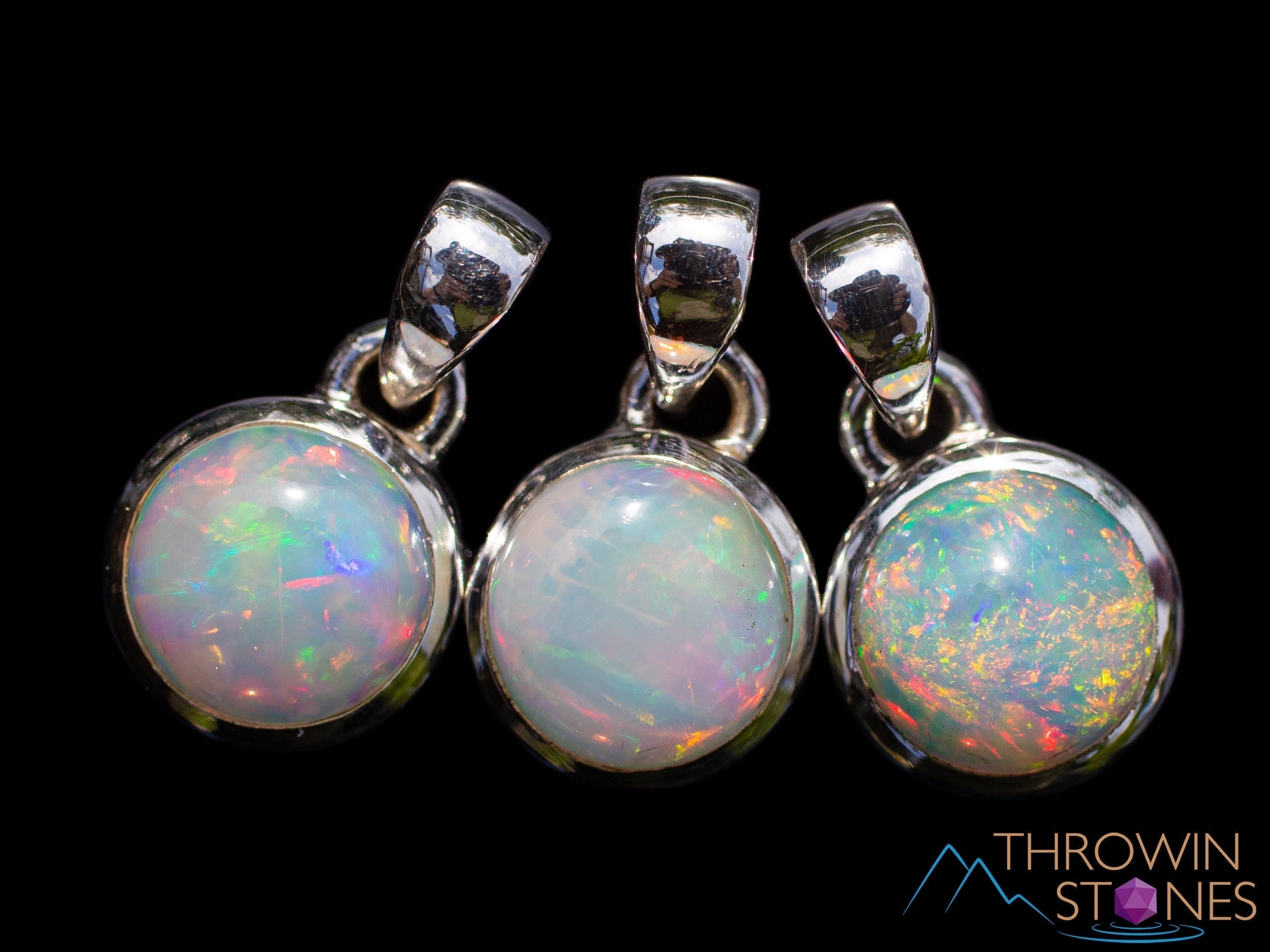 Opal Pendant Necklace - Sterling Silver Round Birthstone Jewelry with Welo Opal Cabochon | Perfect Gift for Birthday, Anniversary & Special Occasions