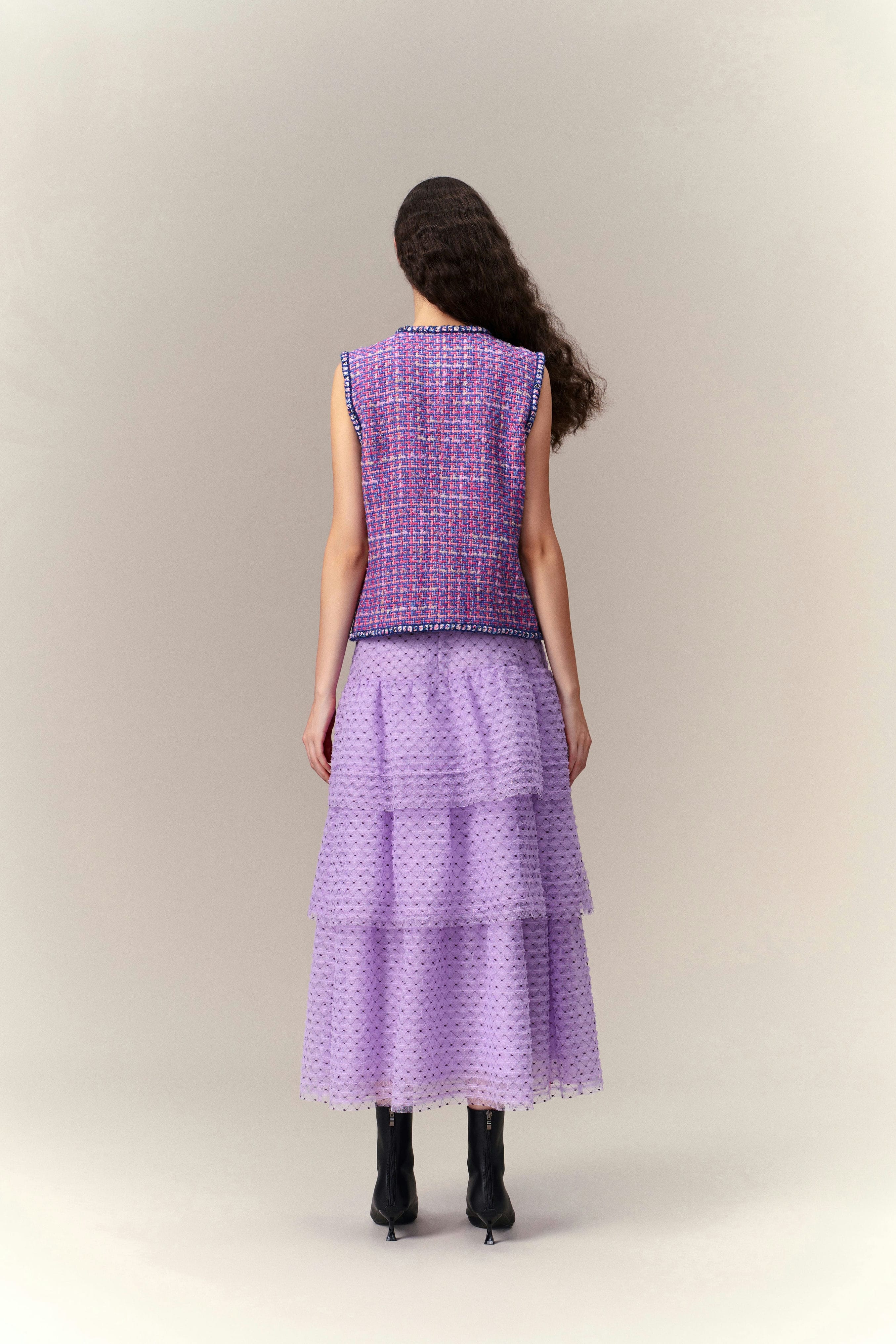 Chunky Woven Tweed Vest in Primary Colors - Stylish Illusion Knit Waistcoat for Women | Perfect for Office Wear, Fall Layering & Casual Outfits