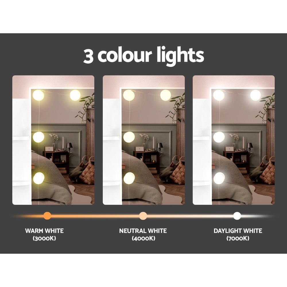 Artiss White Dulcea Vanity Dressing Table Set with Stool & 10 LED Bulbs - Perfect for Bedroom Makeup & Beauty Salon Decor