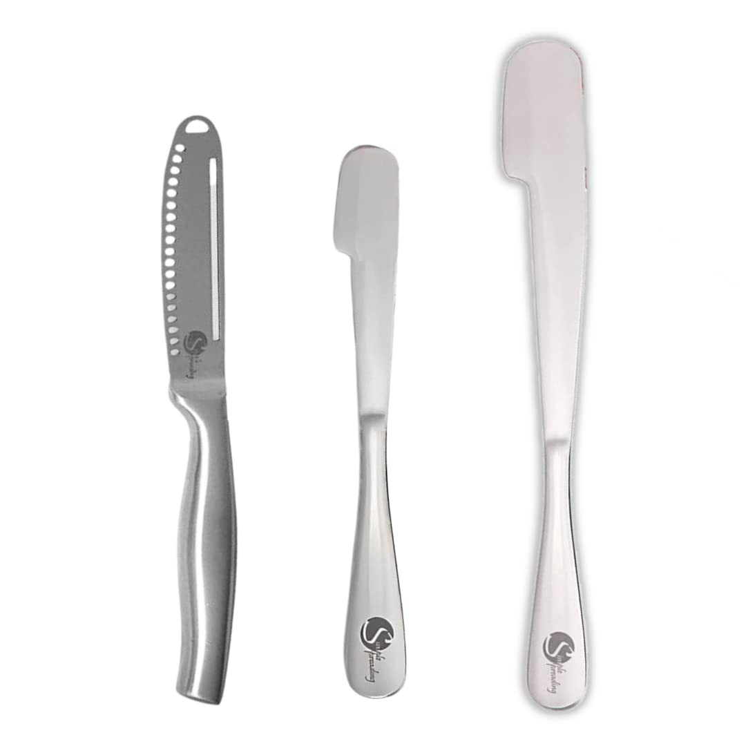 Premium 3-Piece Multifunctional Kitchen Knife Set - Magic Butter Knife & 2 Spreading Spatulas (L/XL) for Baking, Cooking, and Food Prep | Dishwasher Safe