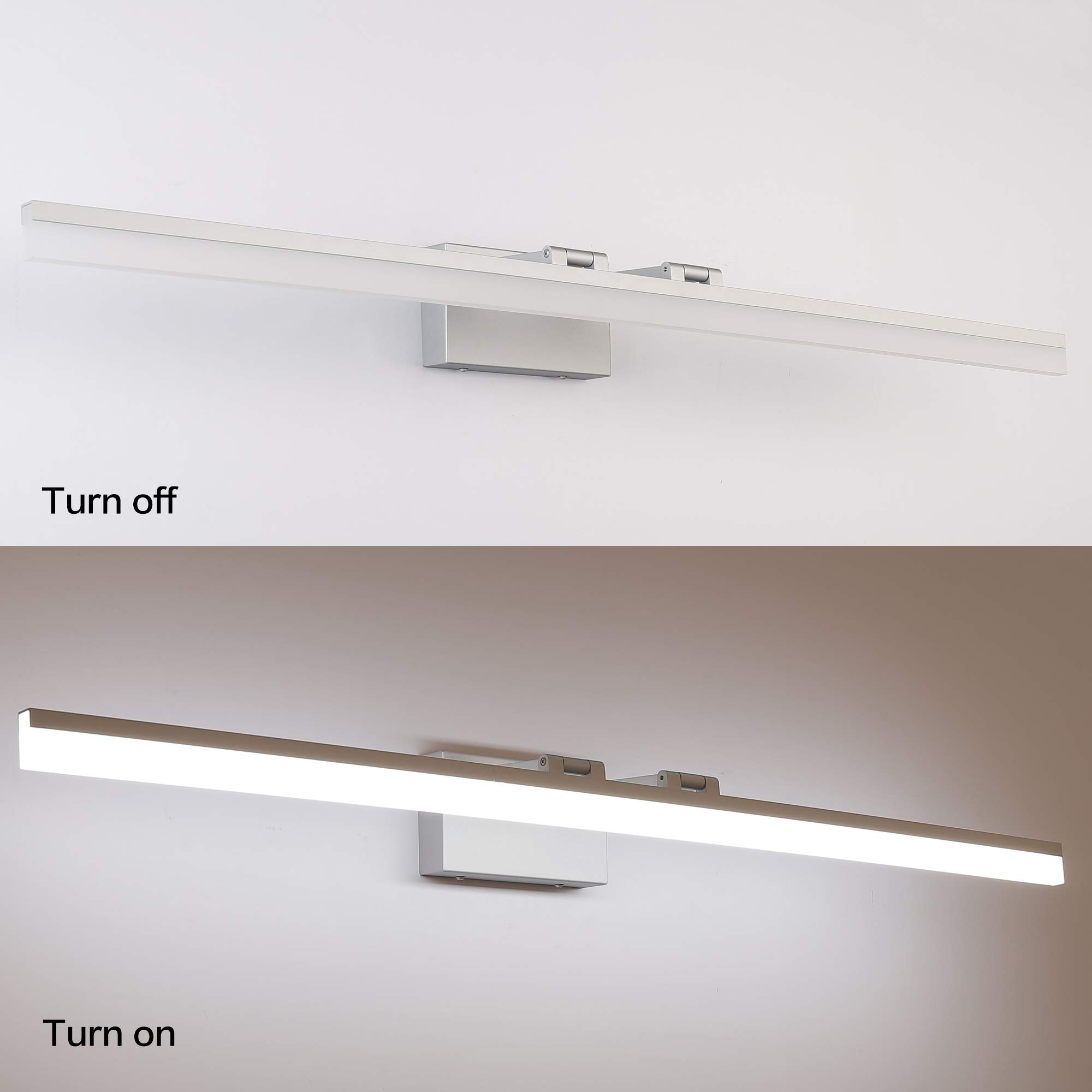SOLFART 47.2 Inch Modern LED Bathroom Vanity Light - Rotating Mirror Lighting Fixture with Silver Finish & Acrylic Shade | Perfect for Bathroom, Powder Room & Dressing Area Makeup Lighting