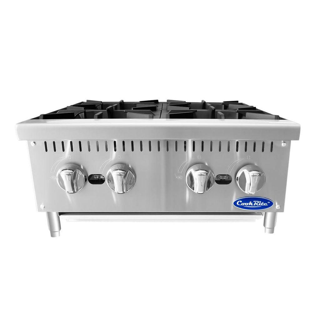 Atosa ACHP 4 24 Natural Gas 4 Burner Heavy Duty Commercial Countertop Range - 128,000 BTU High Output for Restaurants, Catering & Food Trucks