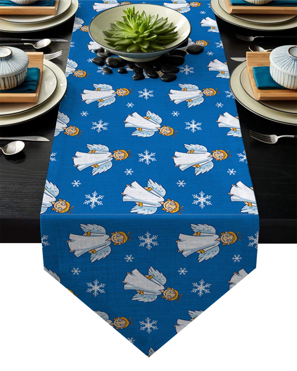 Christmas Angel Table Runner - Kitchen & Wedding Decor - 14x72 in