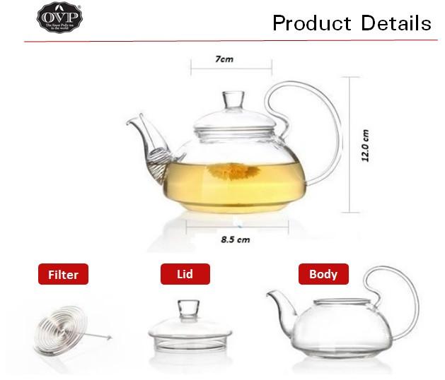 Premium OVP Borosilicate Glass Pot - 600ml Heat-Resistant Cooking Pot for Stovetop, Microwave & Oven - Ideal for Tea, Coffee, Soup & Meal Prep