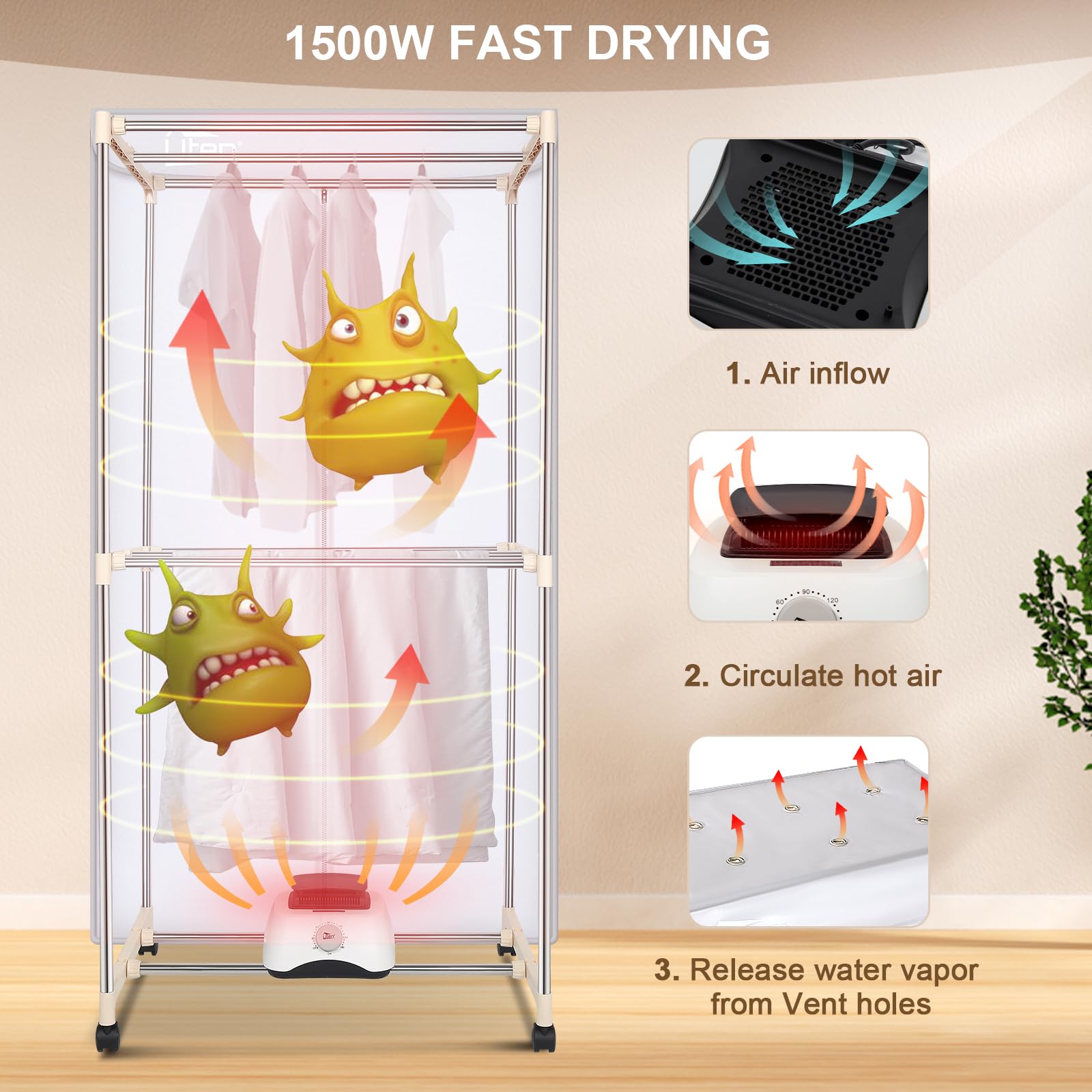 Portable Electric Clothes Dryer Machine with Timer - Compact Laundry Drying Rack for Apartments & Homes - Perfect for Small Spaces, Dorm Rooms & Quick Indoor Drying