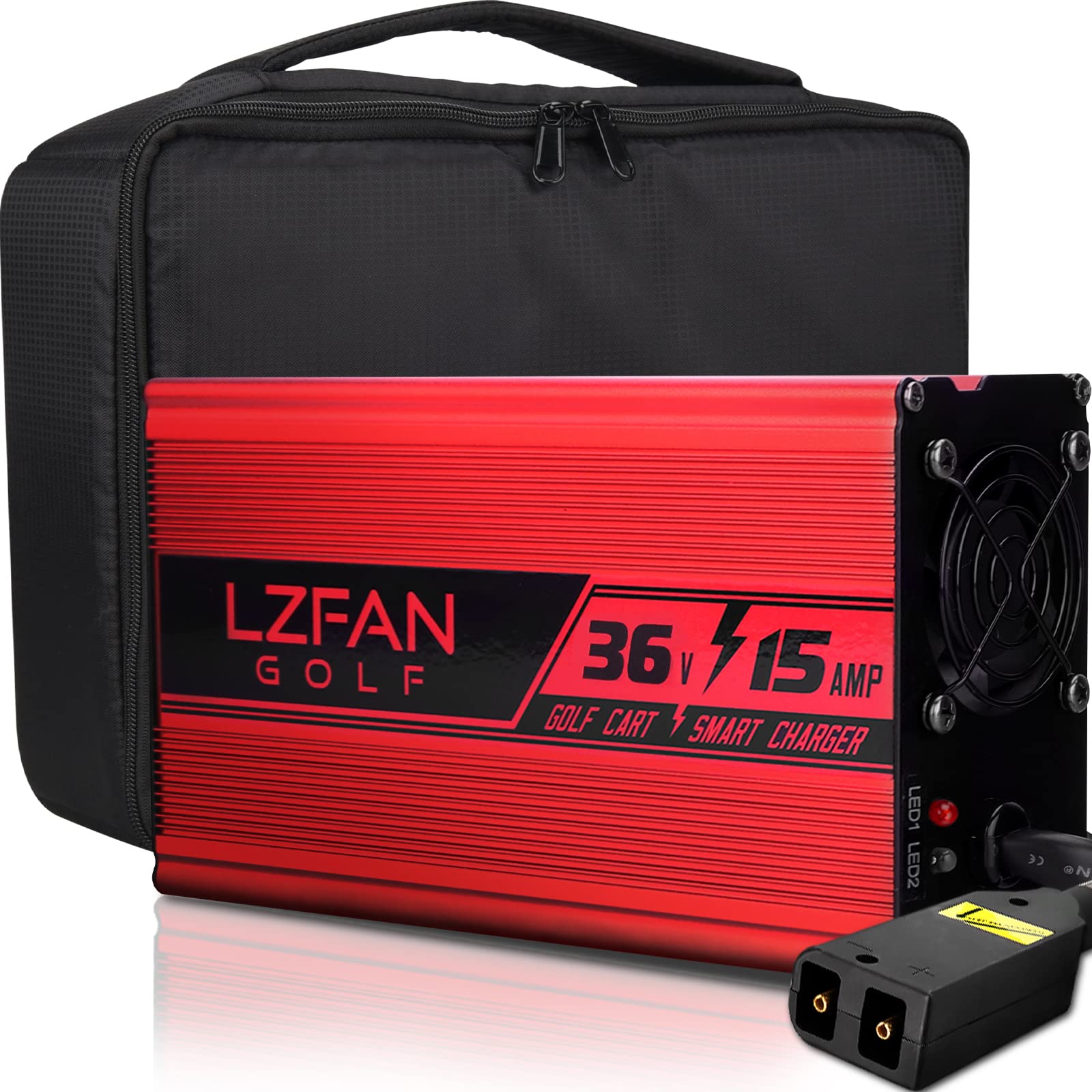 36V Golf Cart Battery Charger 15AMP for EZGO TXT - D Style Plug with Extended Power Cord & Protective Case | Fast Charging for Golf Carts, Perfect for Home, Course & Storage Use