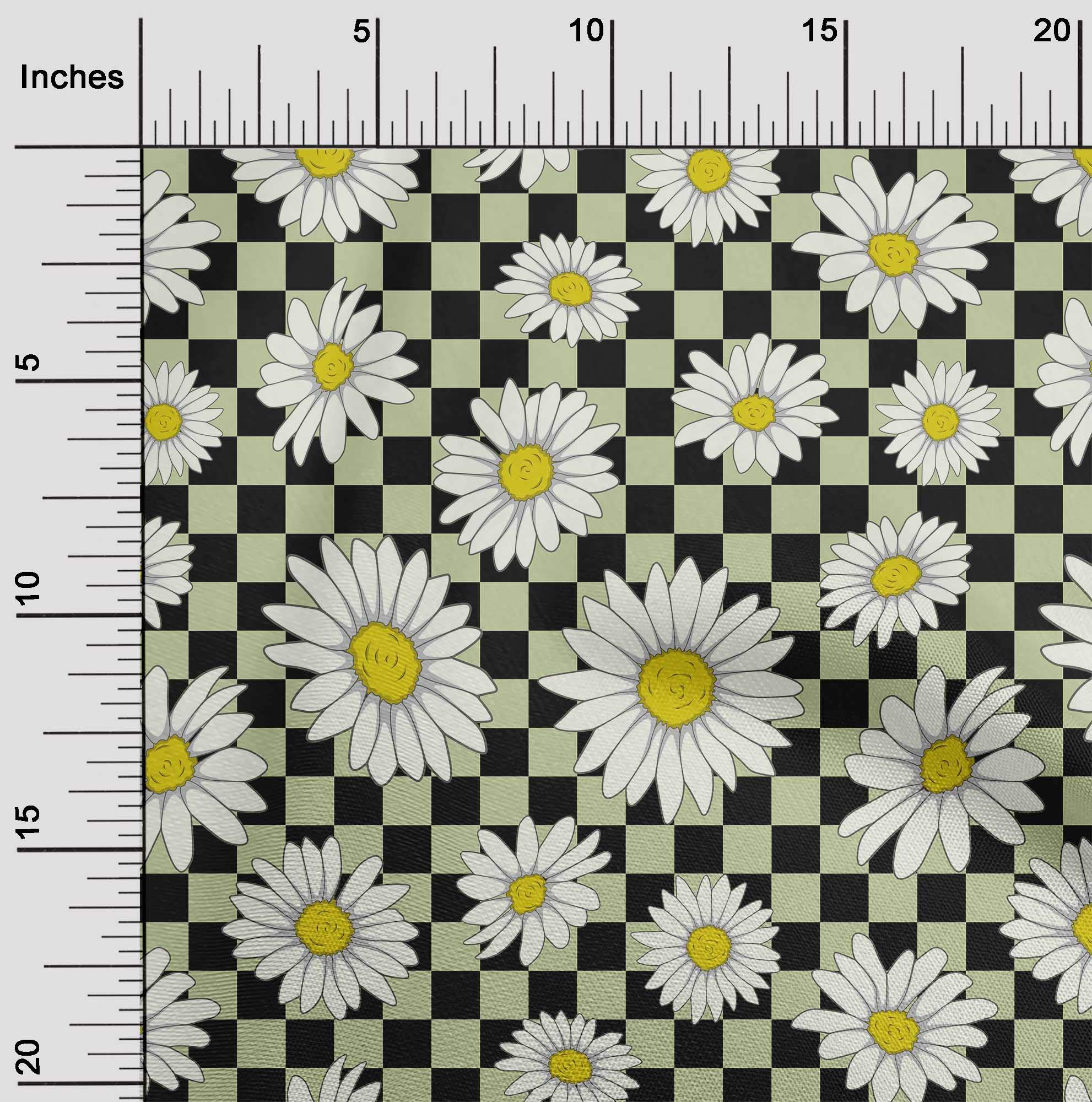 oneOone Polyester Spandex Black Sunflower Floral Print Fabric - 56 Inch Wide for DIY Clothing, Quilting & Home Decor | Soft Stretch Material for Dresses, Curtains & Craft Projects
