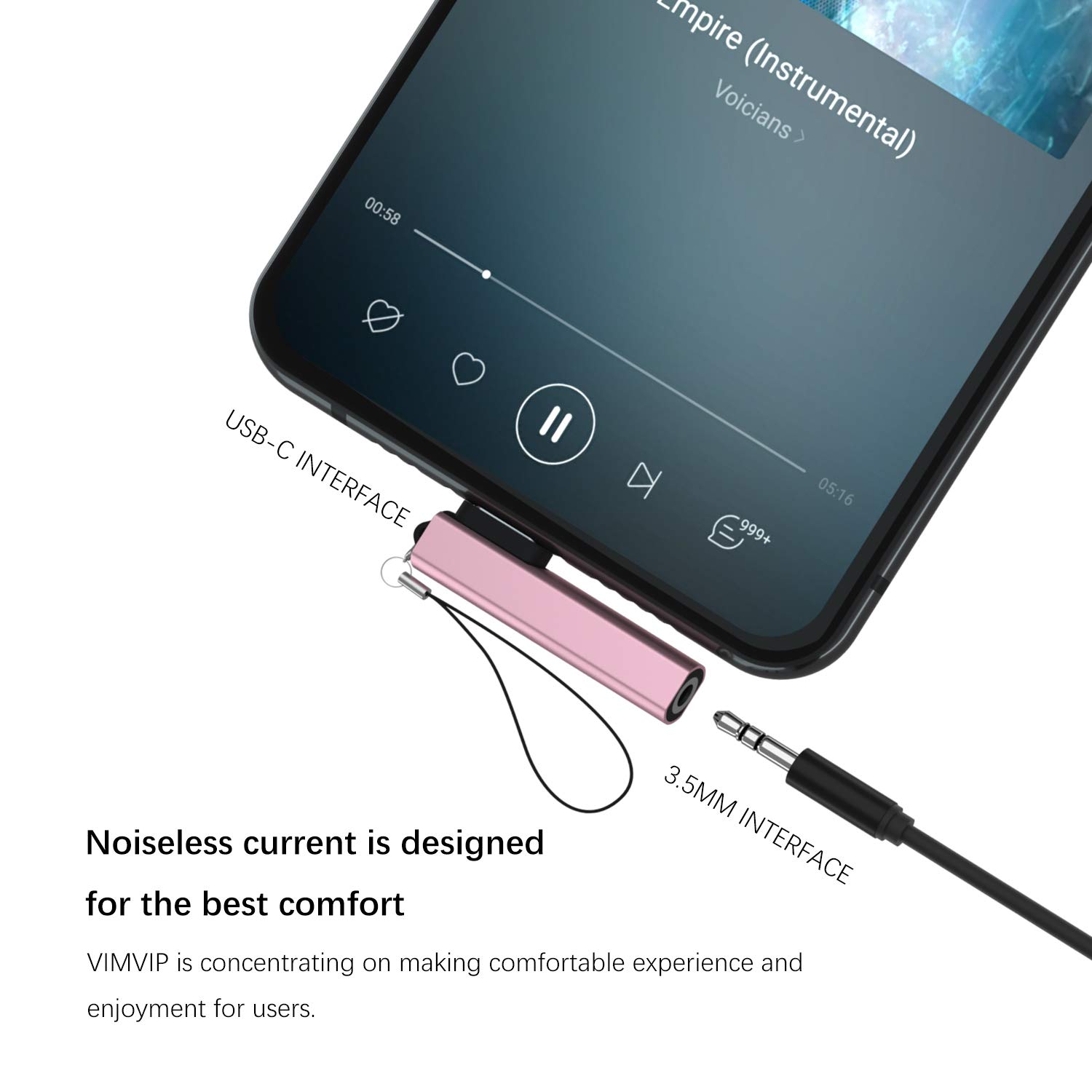 VIMVIP USB C to 3.5mm Headphone Jack Adapter - Gold Audio Aux Converter for iPhone 15/14/13, Samsung Galaxy, iPad - Portable Wired Earphone Dongle for Travel, Gym, Commuting