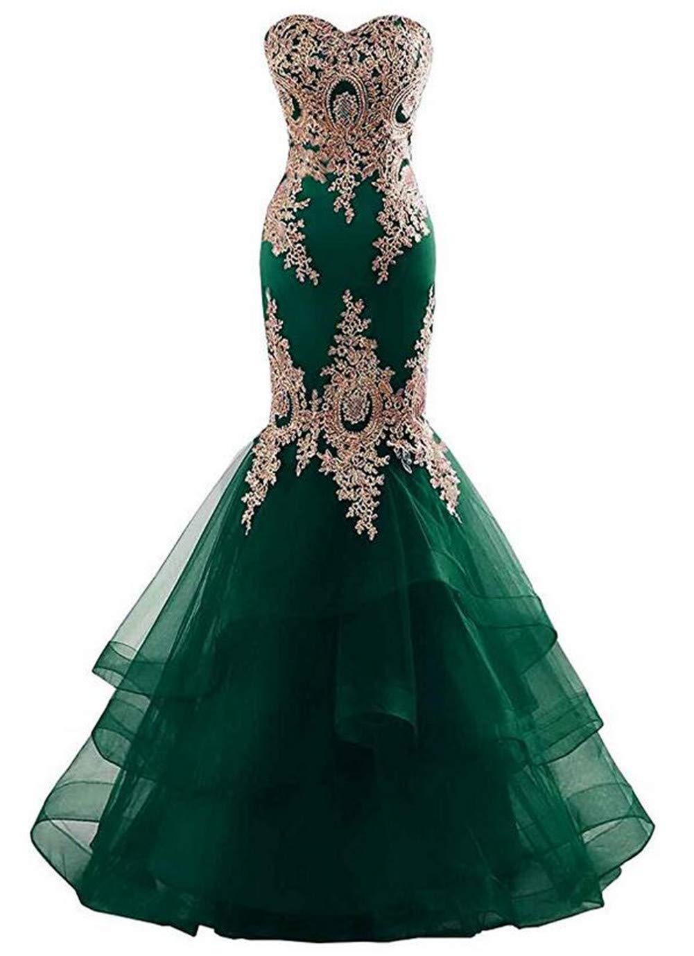 Emanni Women's Elegant Green Mermaid Prom Dress with Backless Design & Embroidery - Perfect for Formal Evening Parties, Homecoming, and Special Occasions