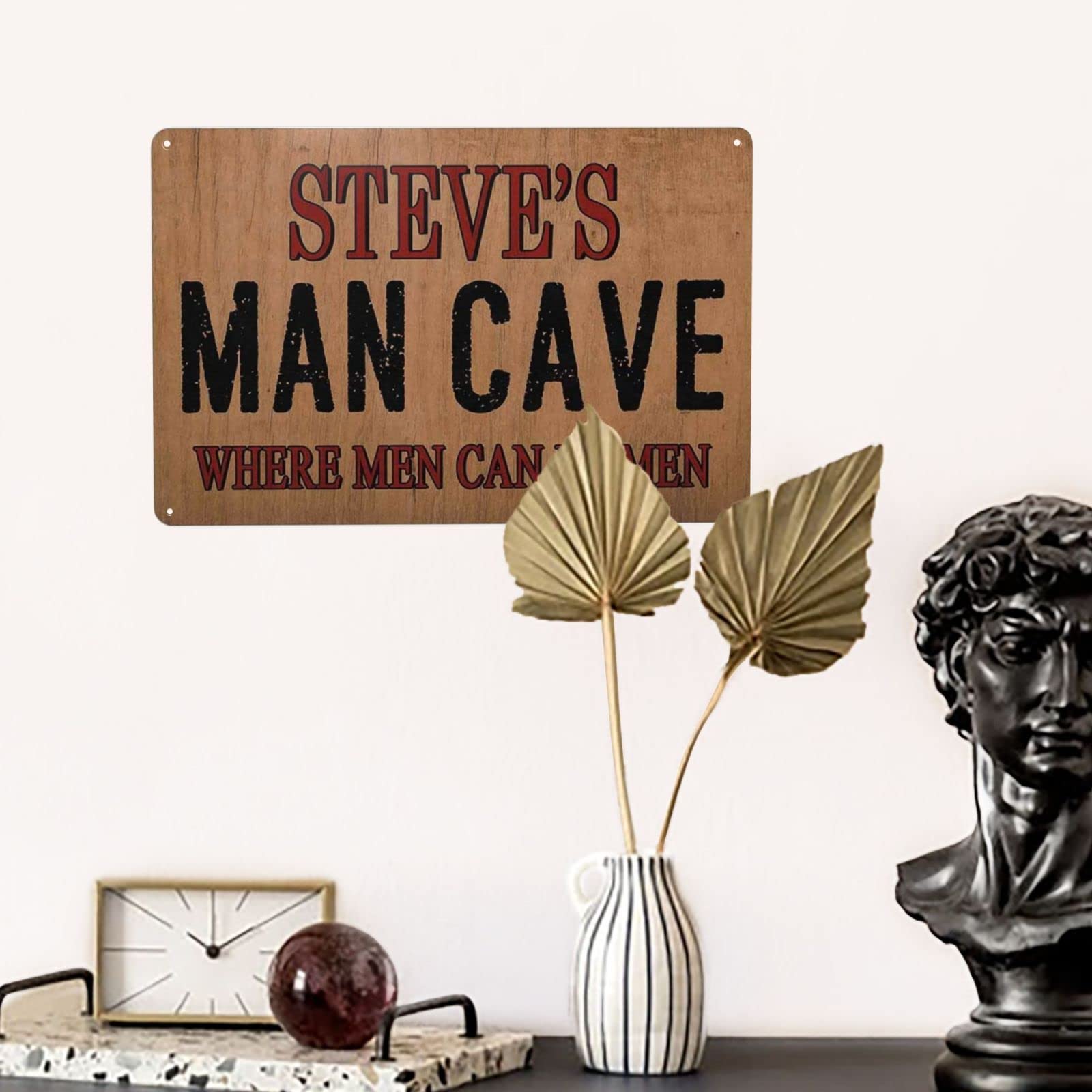Custom Personalized Man Cave Sign - Where Men Can Be Men - Engraved Wood & Metal Wall Art Decor - Unique Gift for Dad, Husband, Boyfriend - Perfect for Home Bar, Garage, Game Room & Man Cave Decor