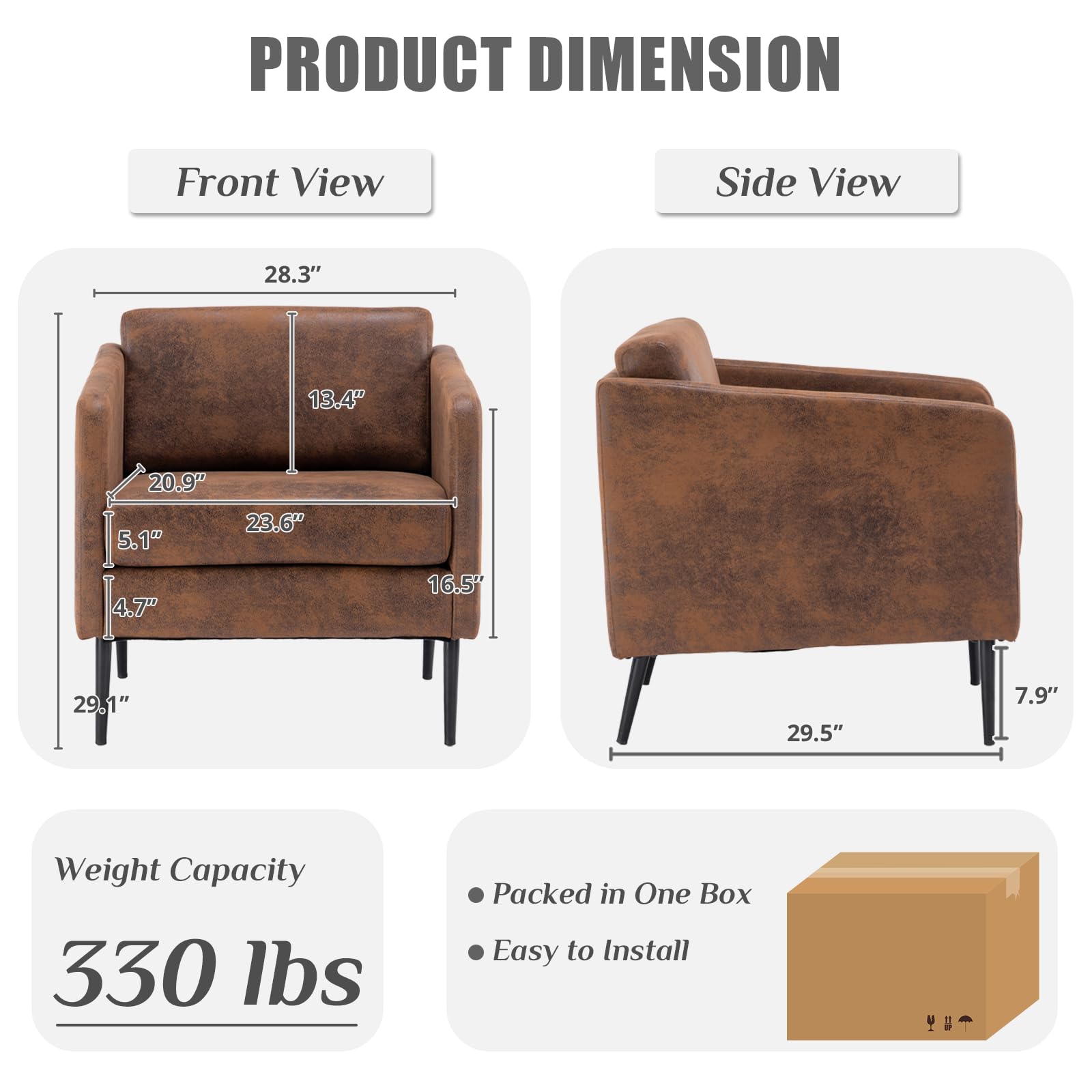Mid-Century Modern Accent Chair - Retro Club Chair with Bronzing Fabric & Metal Legs, Comfy Single Sofa for Living Room, Bedroom, Office - Orange Velvet Upholstery (Perfect for Lounge, Reading Nook & Home Decor)