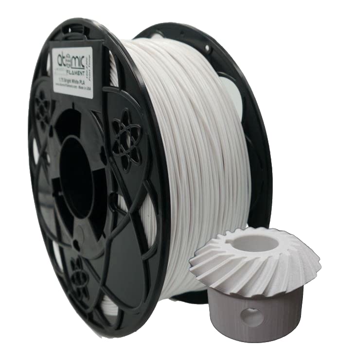 Premium Atomic Filament Bright White PLA 3D Printer Filament - 1.75mm, 1kg Spool for Smooth Printing - Ideal for DIY Projects, Prototyping & Home Decor