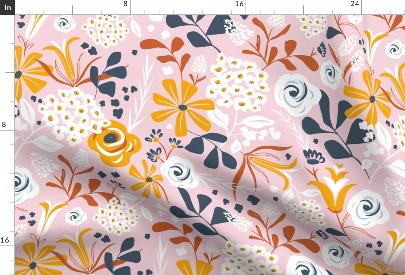 Boho Floral Blush Pink Flowers Printed Velvet Fabric by The Yard - Spring Summer Upholstery & Home Decor Fabric for DIY Projects, Curtains, Pillows, and Apparel