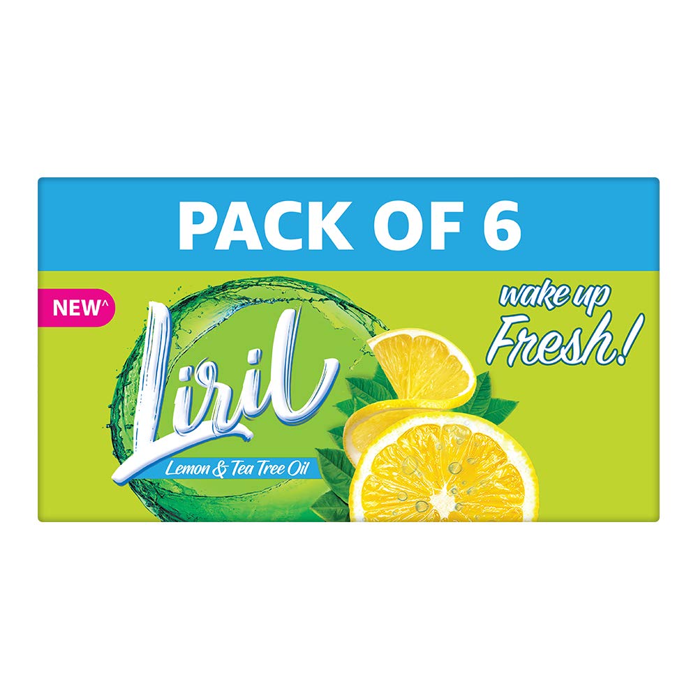 Liril Lemon & Tea Tree Oil Soap Bar - 125g (6 Pack) | Antibacterial, Refreshing Body Wash for Acne & Oily Skin | Perfect for Daily Shower, Gym & Travel