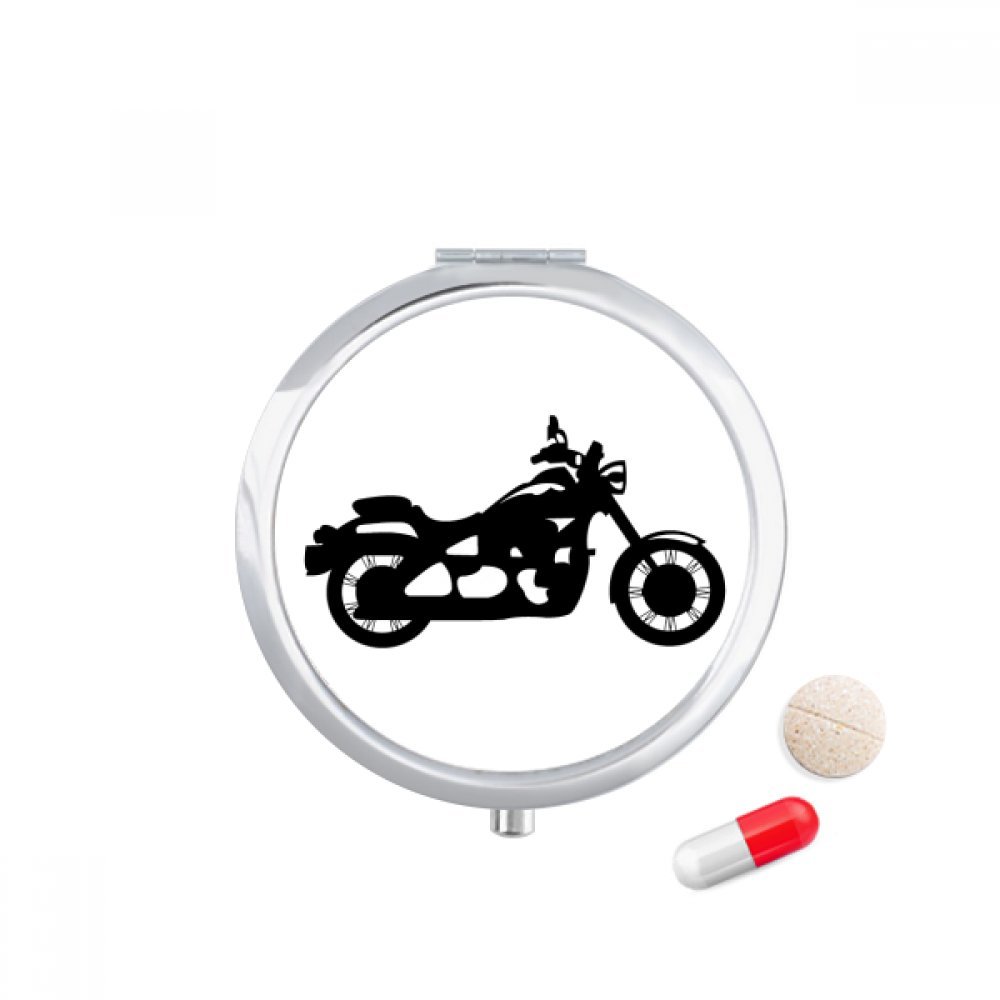 Black Motorcycle Pill Case - Travel Medicine Storage Box for Bikers & Riders