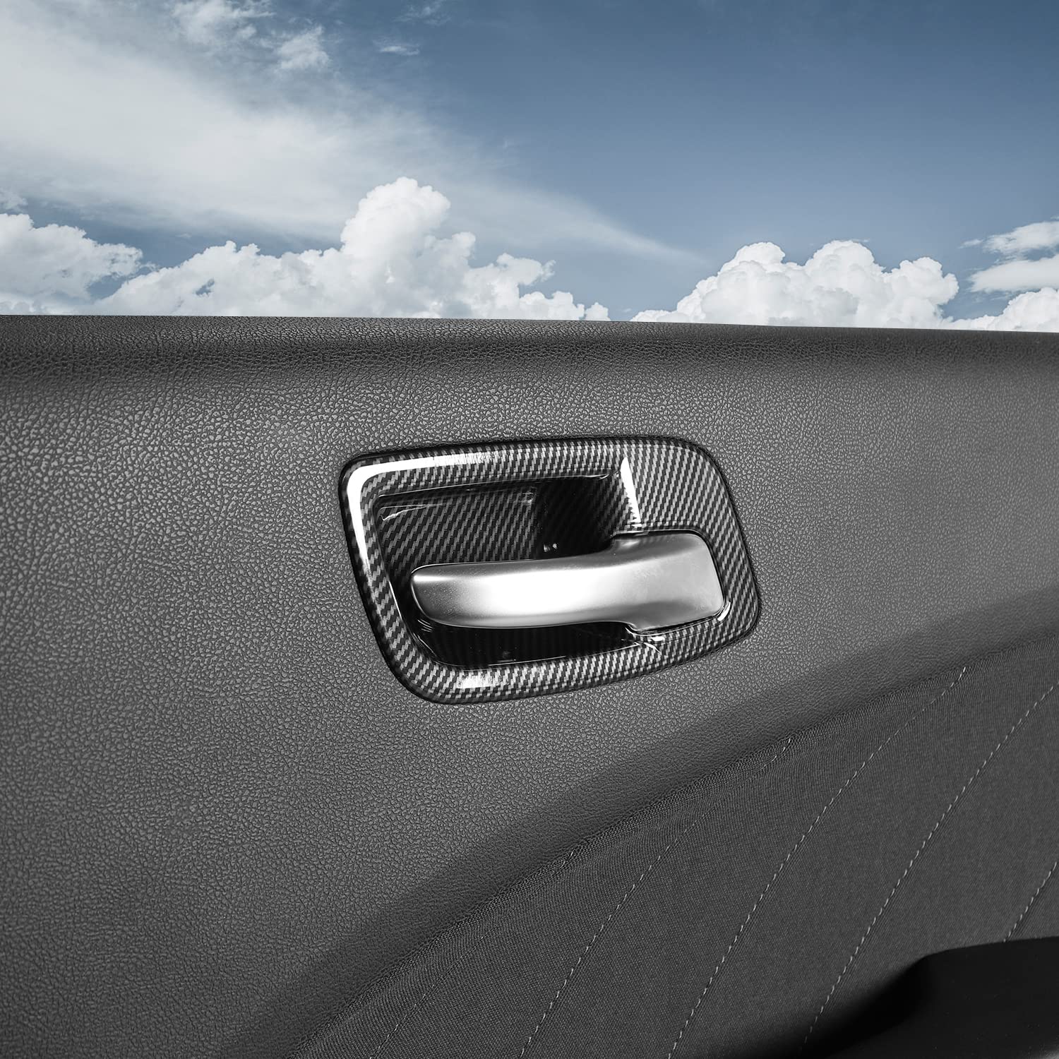 Carbon Fiber Inner Door Handle Bowl Cover for Dodge Charger 2011-2022 & Chrysler 300 - Premium Interior Accessories for Car Door Handle Protection and Style Upgrade - Perfect for Daily Driving and Car Show Enhancement