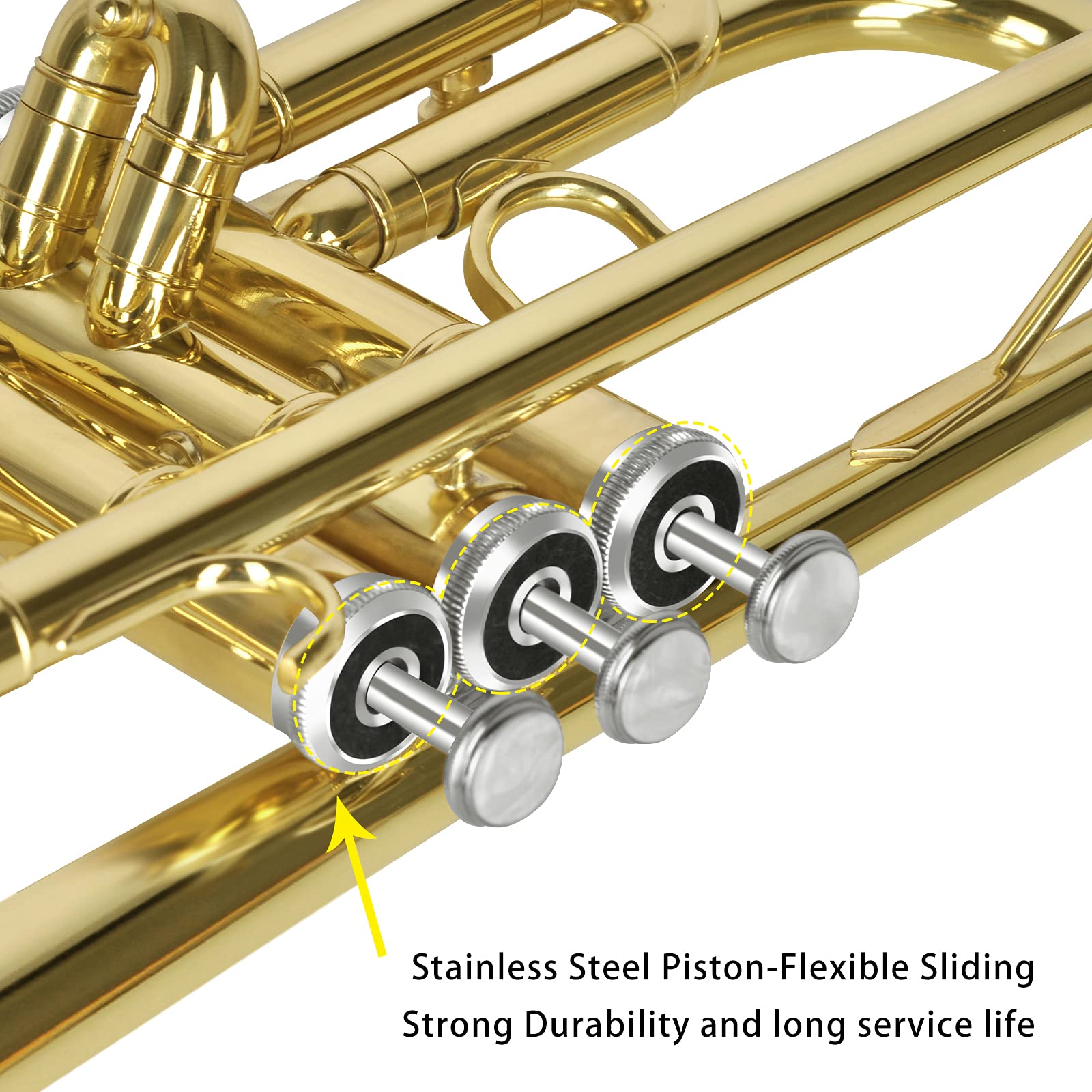 EASTROCK Bb Trumpet Gold - Professional Standard Brass Trumpet Set with 7C Mouthpiece, Carrying Case, Gloves & Cleaning Kit - Perfect for Beginners, Students & Band Performances